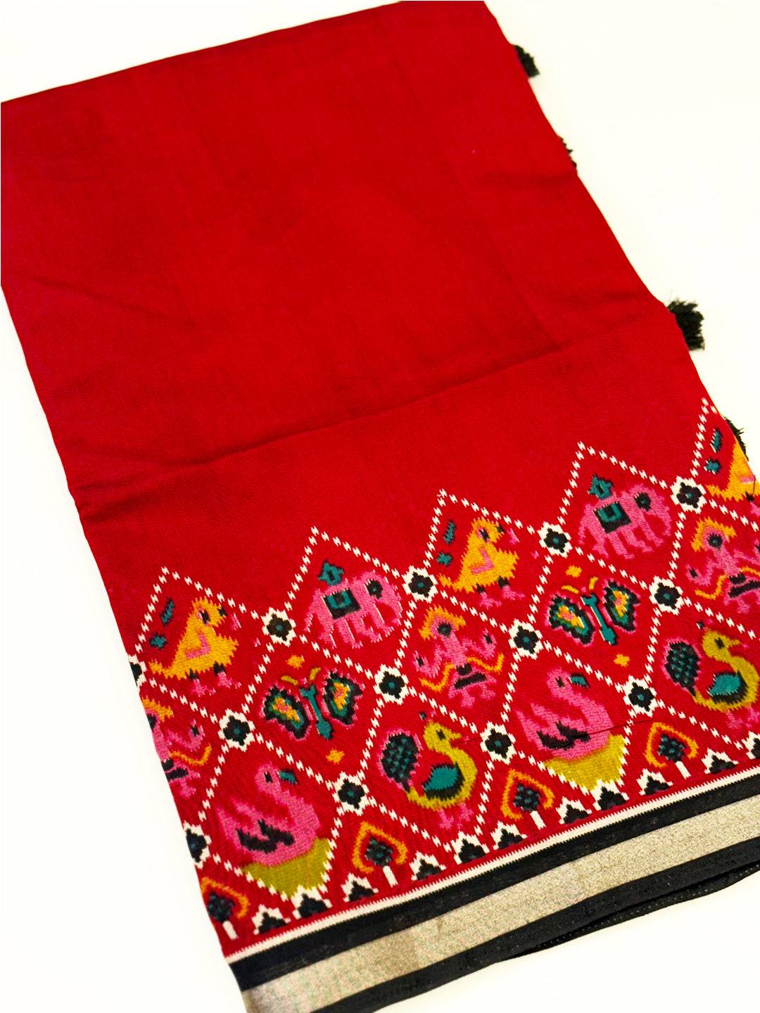 Red Pochampally Mul Cotton Saree