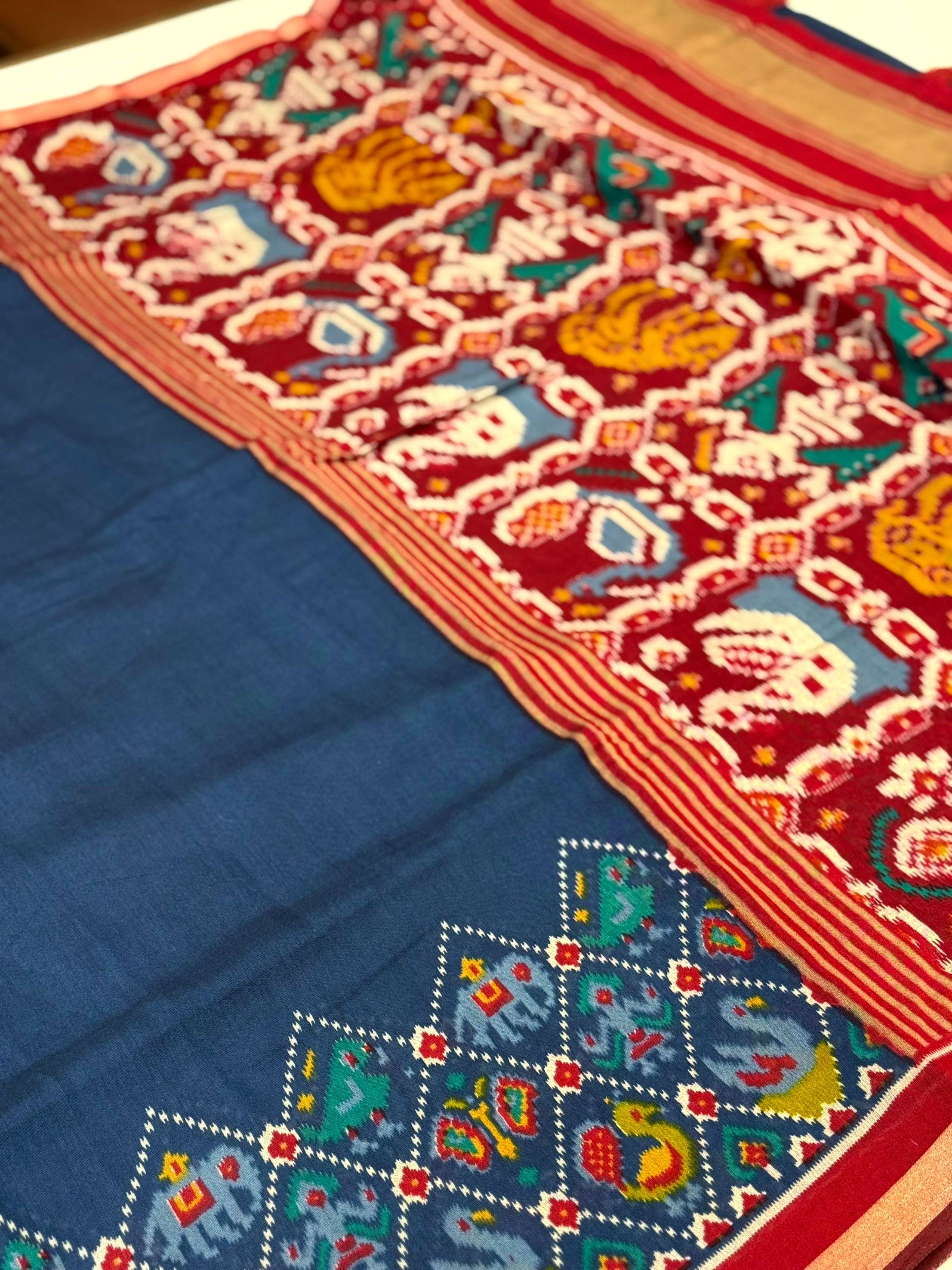 Navy Pochampally Mul Cotton Saree