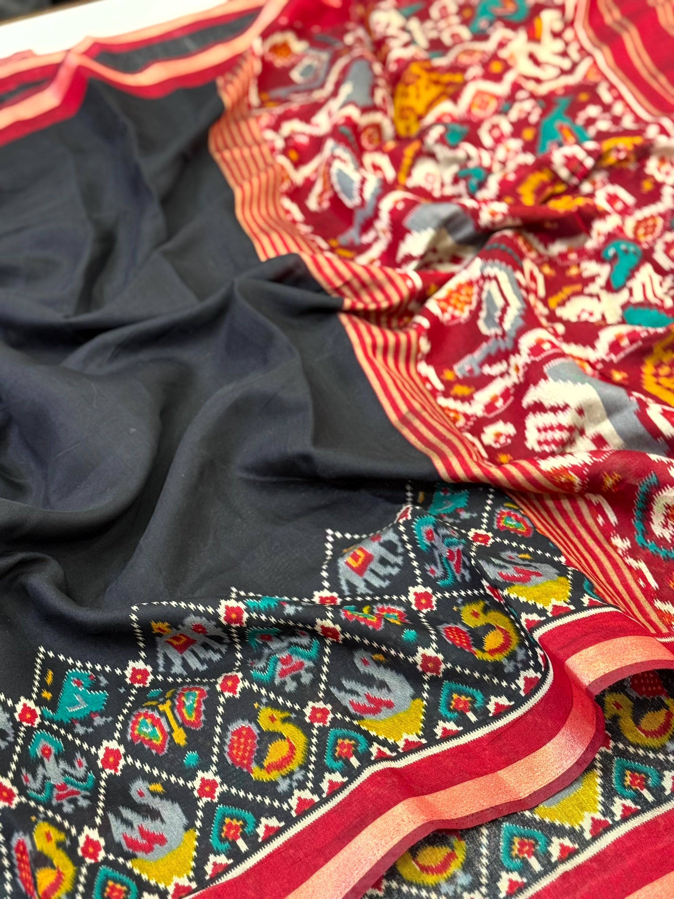 Black Pochampally Mul Cotton Saree