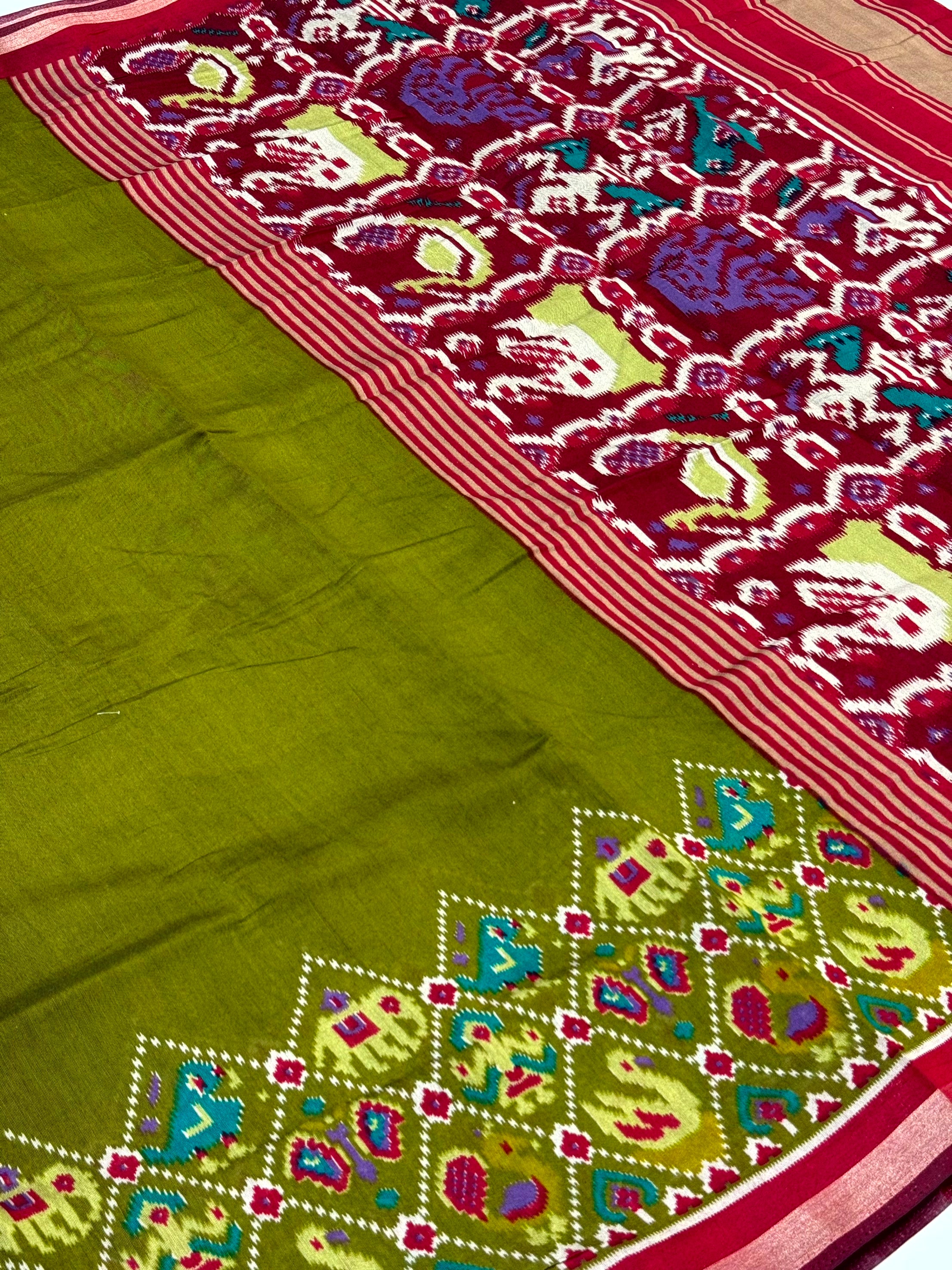 Green Pochampally Mul Cotton Saree