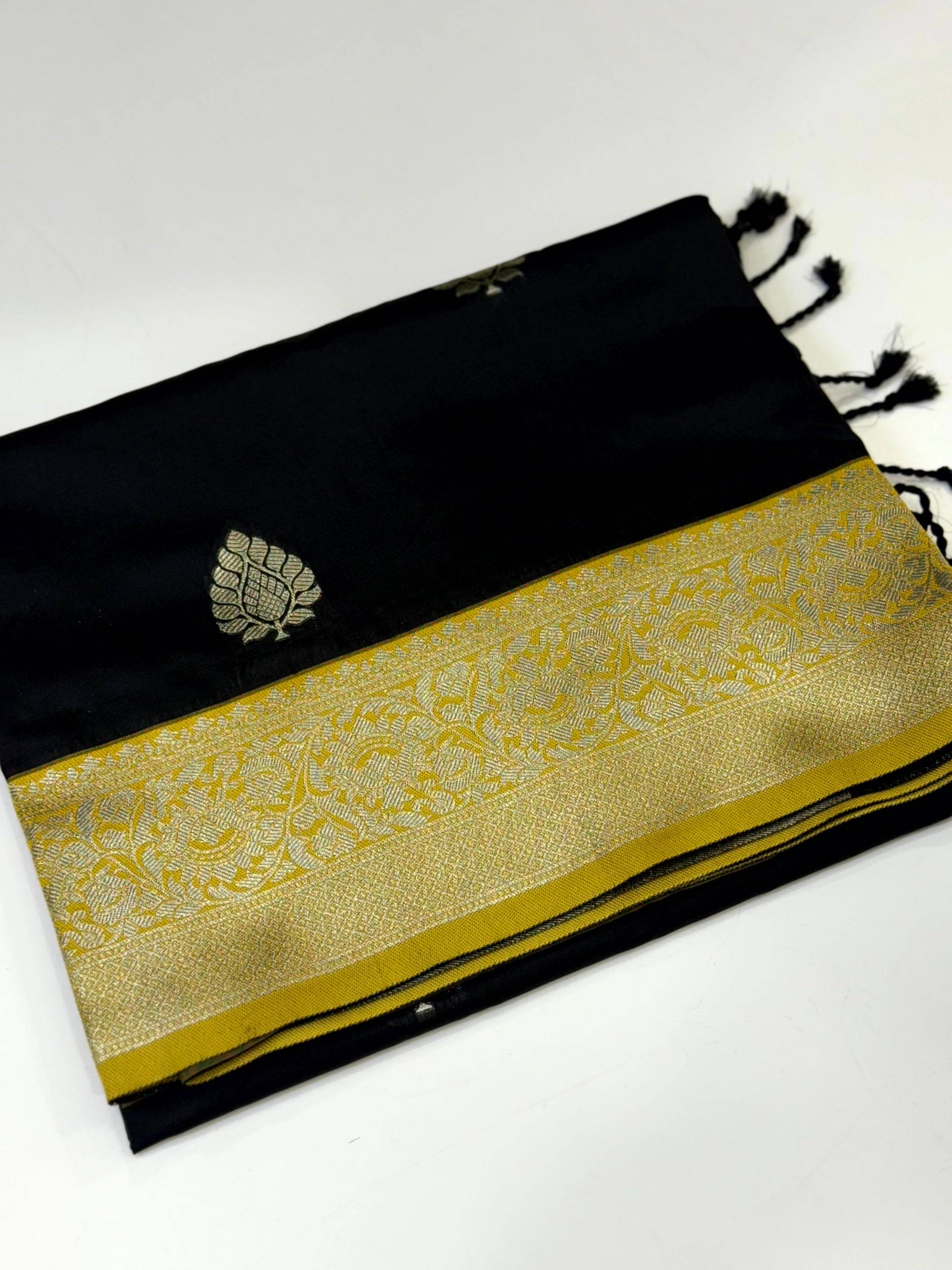 Black Gadwal Weave Soft Silk Saree