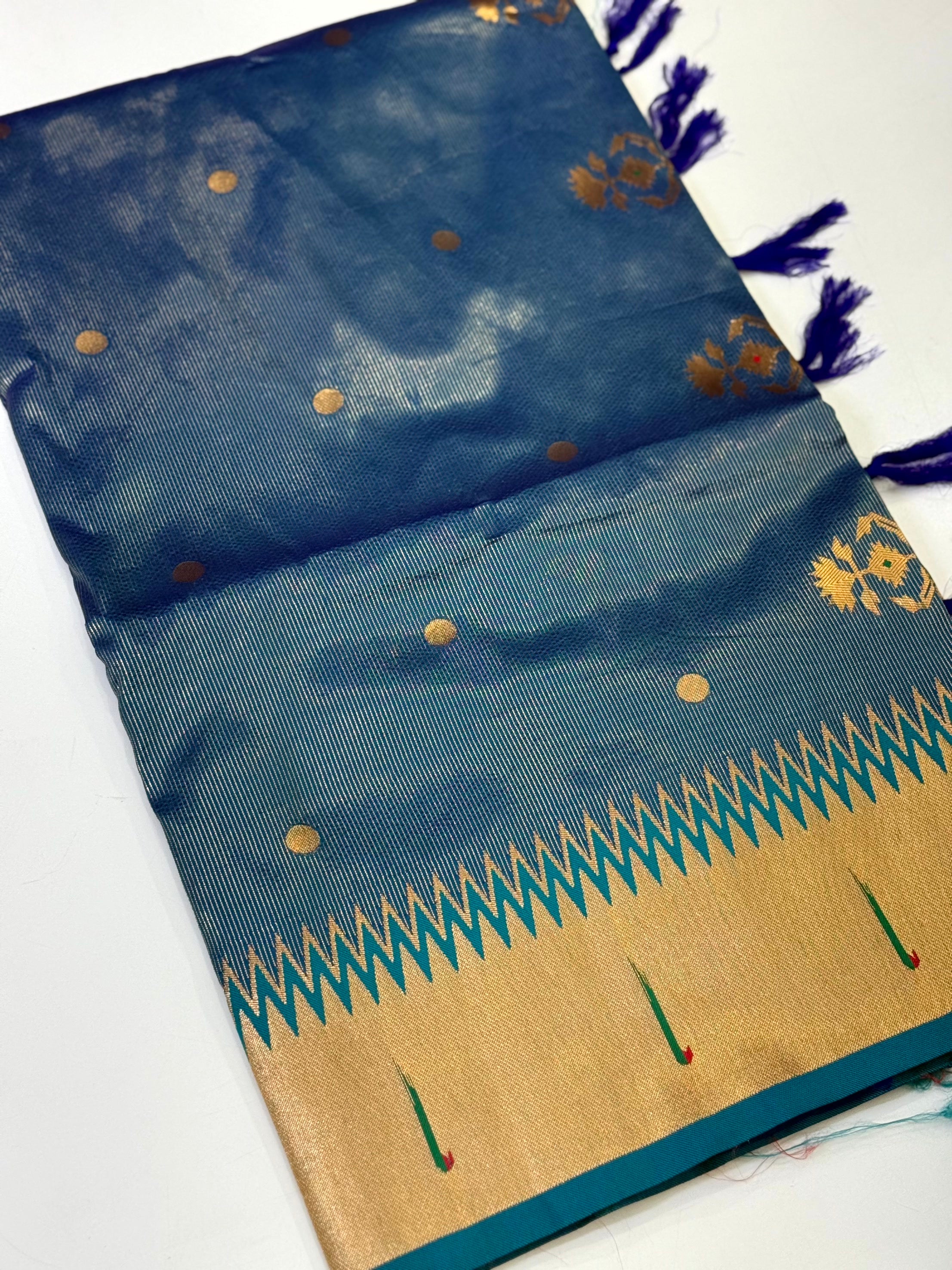 Golden Grace Zari Tissue Paithani Saree