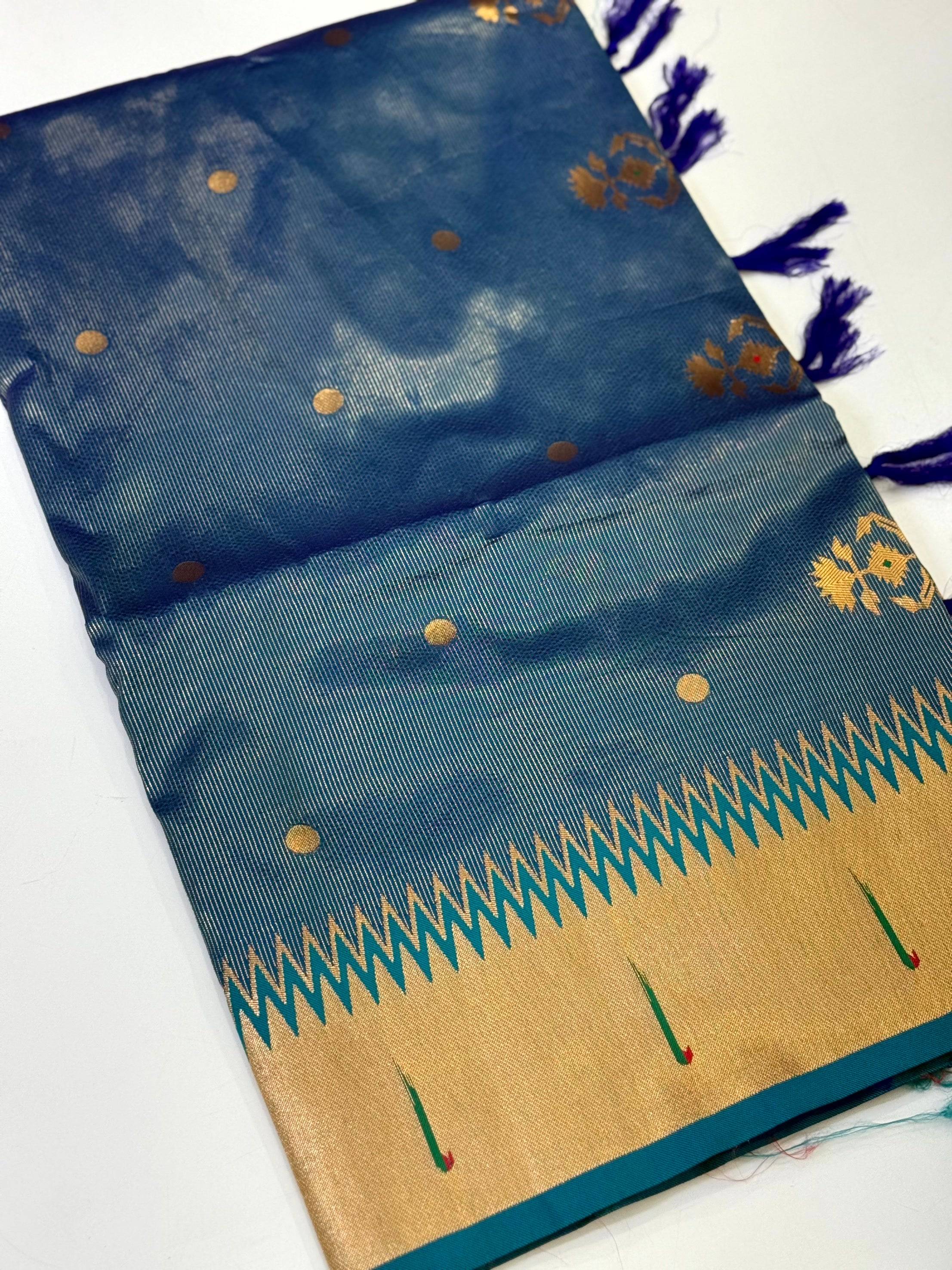 Golden Grace Zari Tissue Paithani Saree