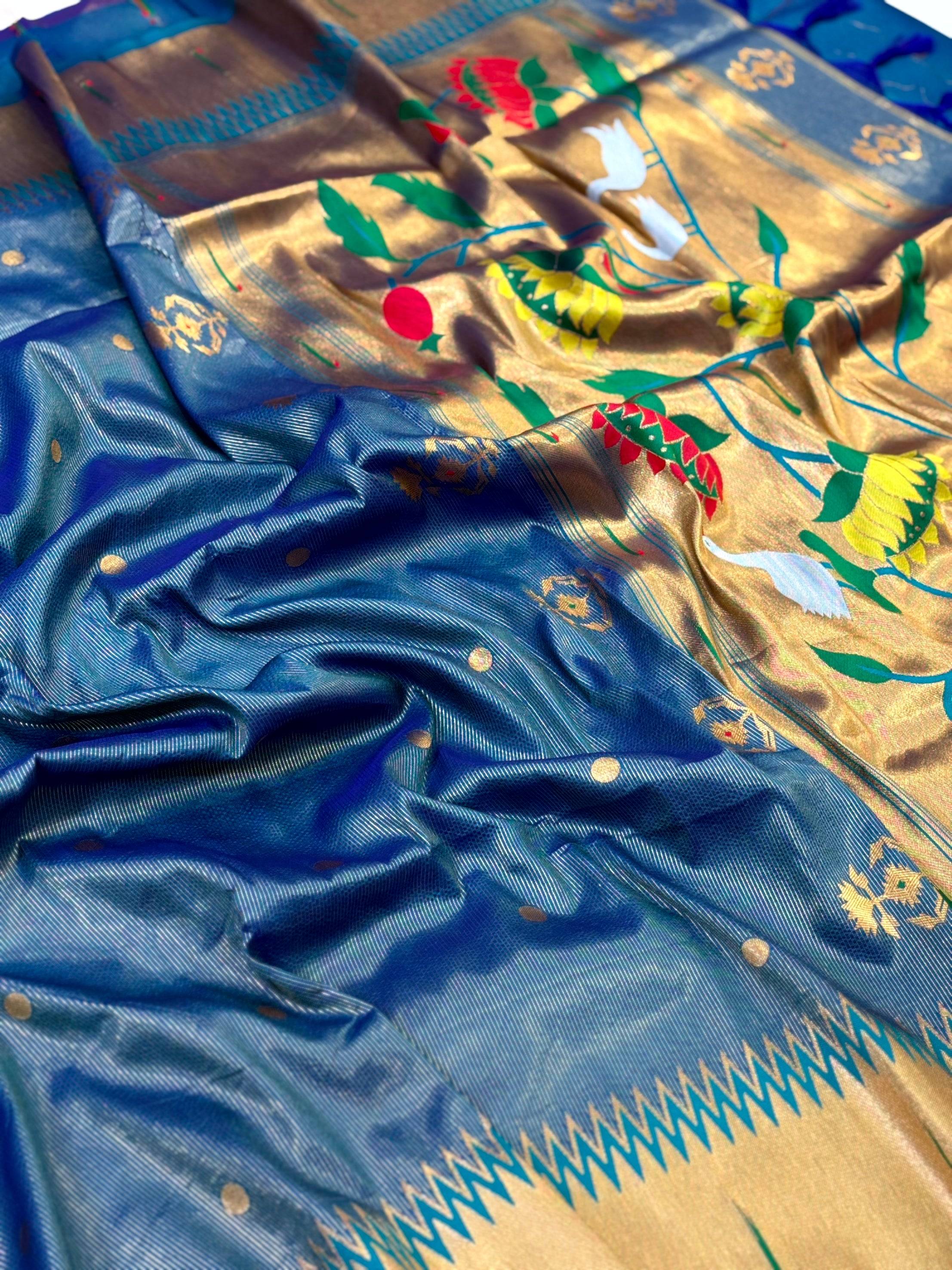 Golden Grace Zari Tissue Paithani Saree