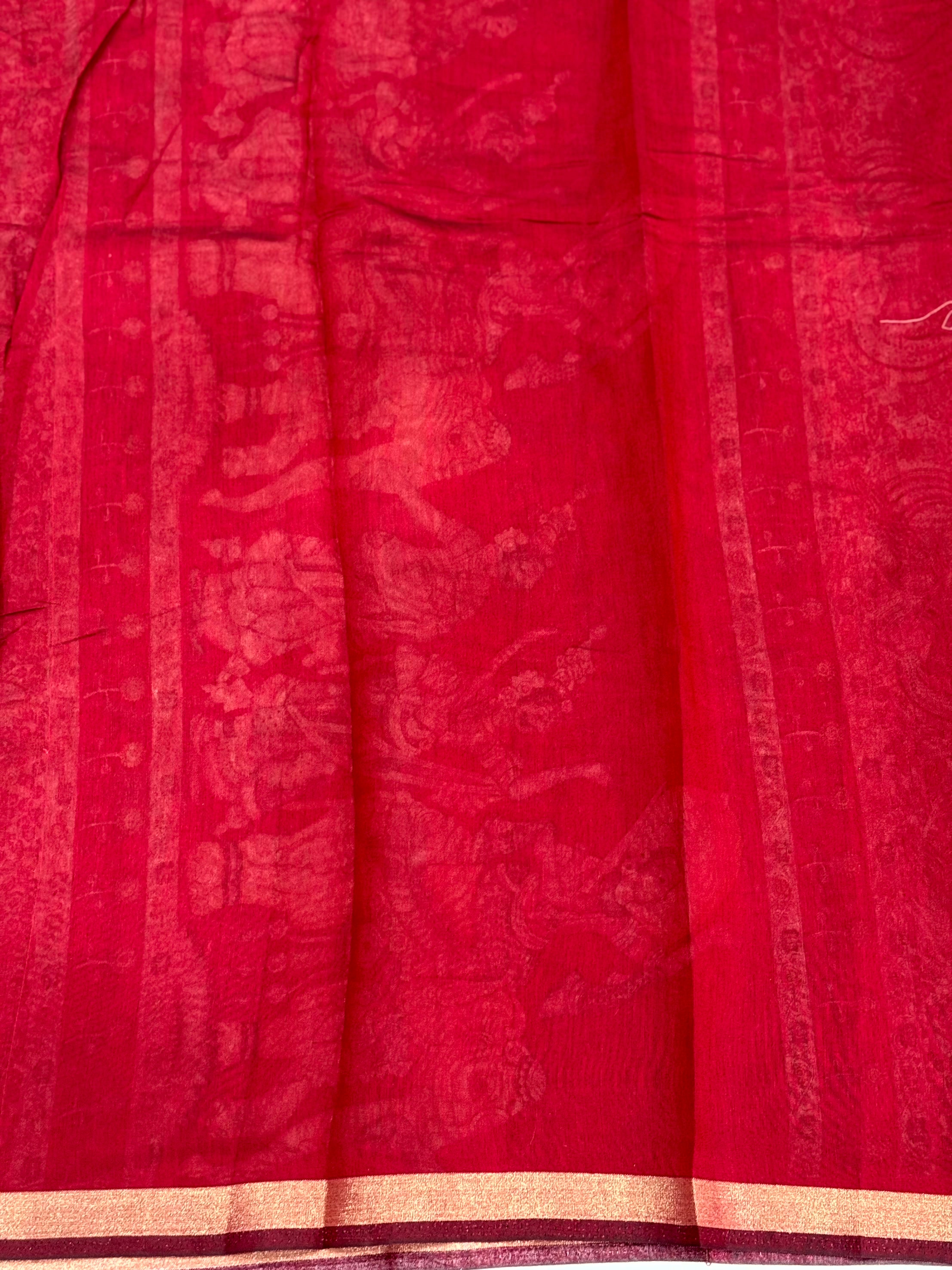 Green Mal Cotton Pen Kalamkari Saree