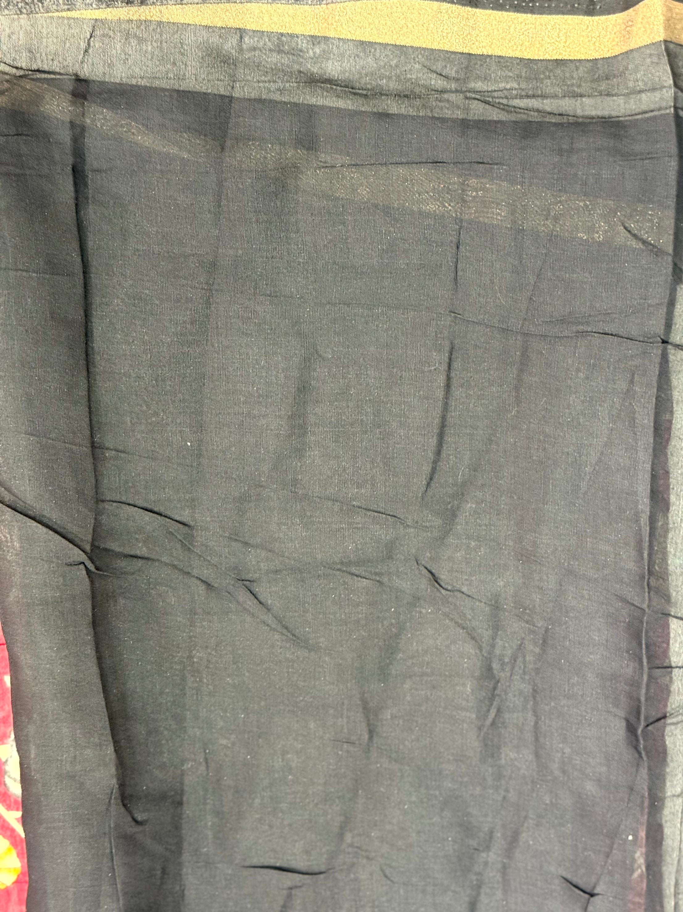 Red Mal Cotton Pen Kalamkari Saree