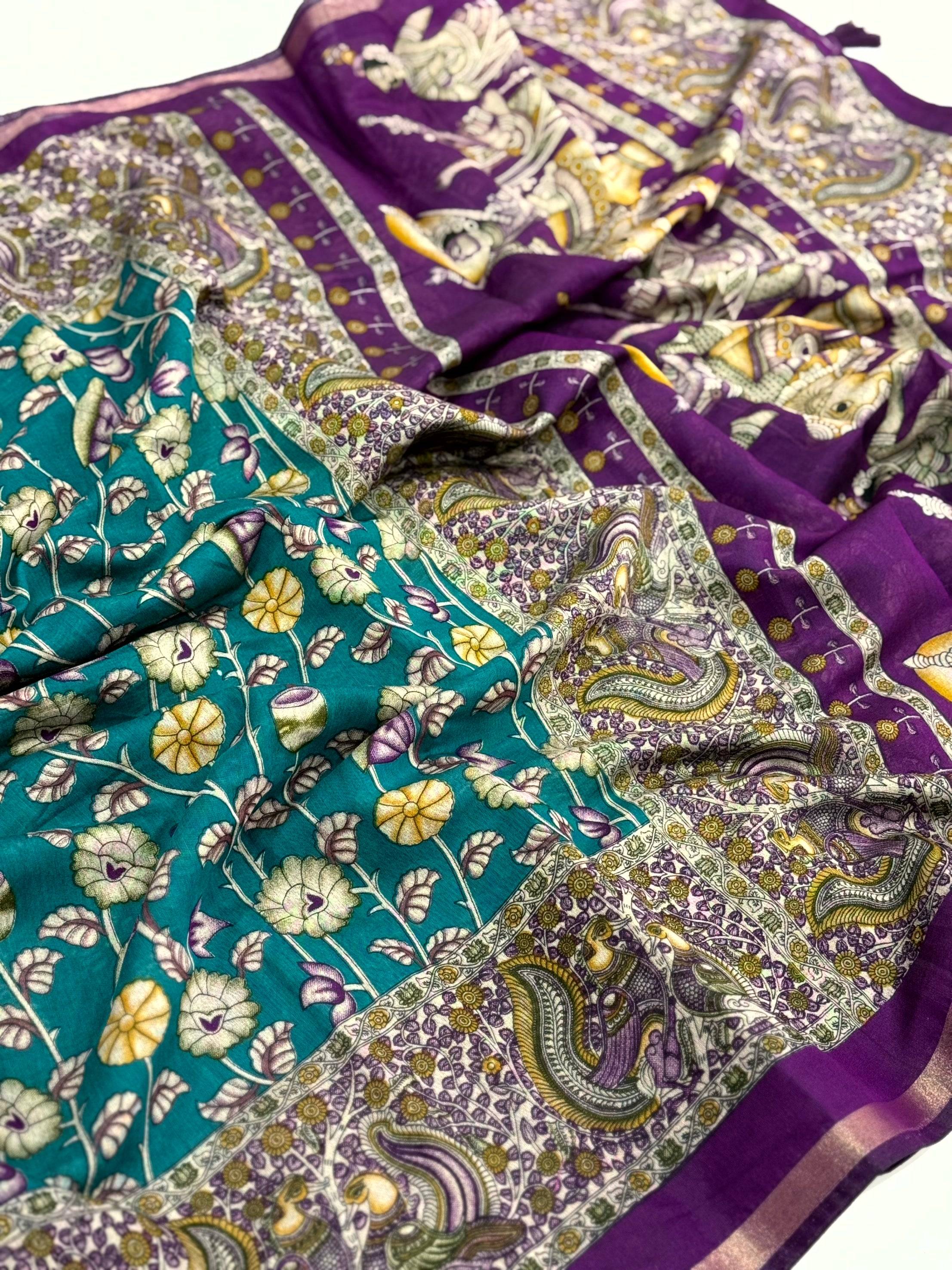 Rama Mal Cotton Pen Kalamkari Saree