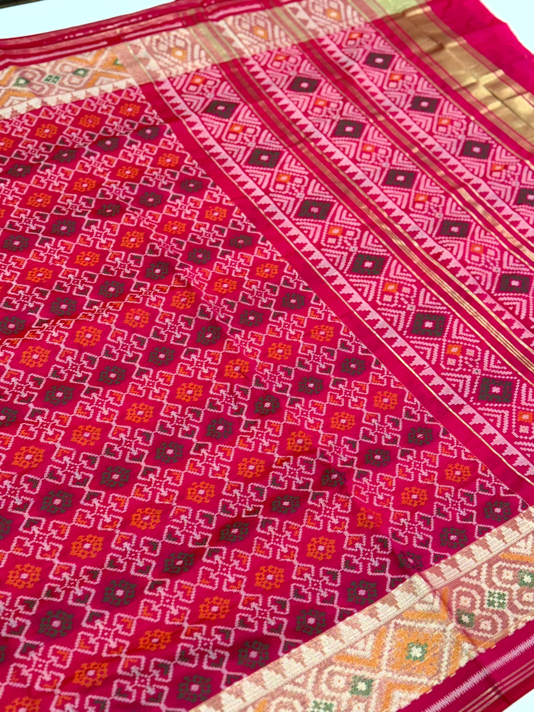 Red Double Ikkat Heritage Saree