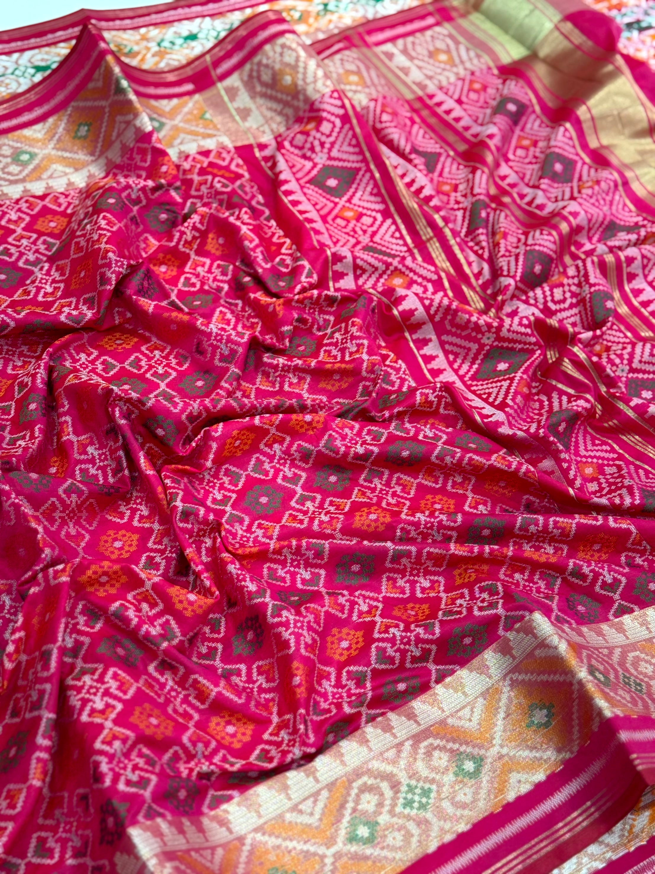Red Double Ikkat Heritage Saree