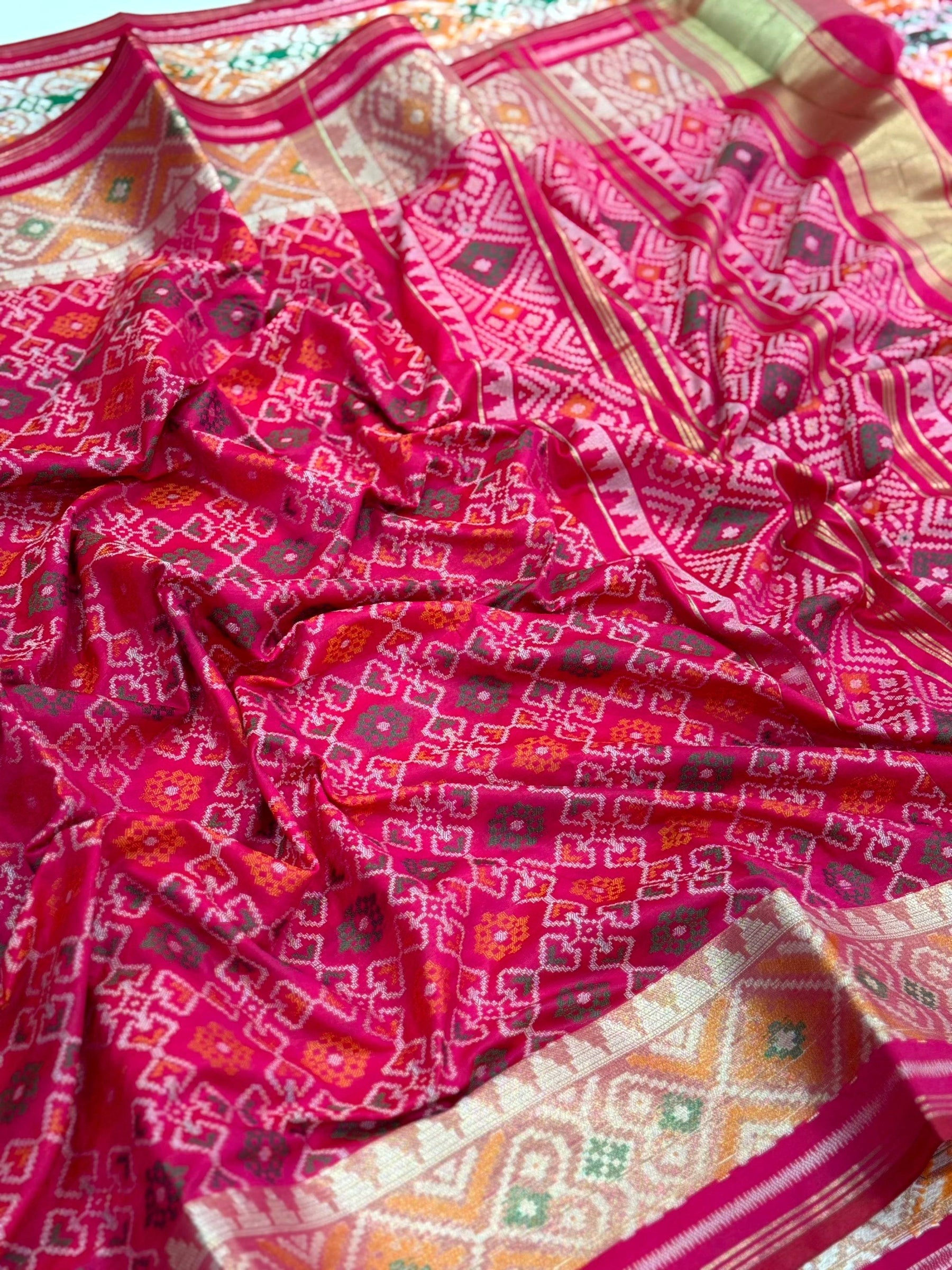 Pink Double Ikkat Heritage Saree