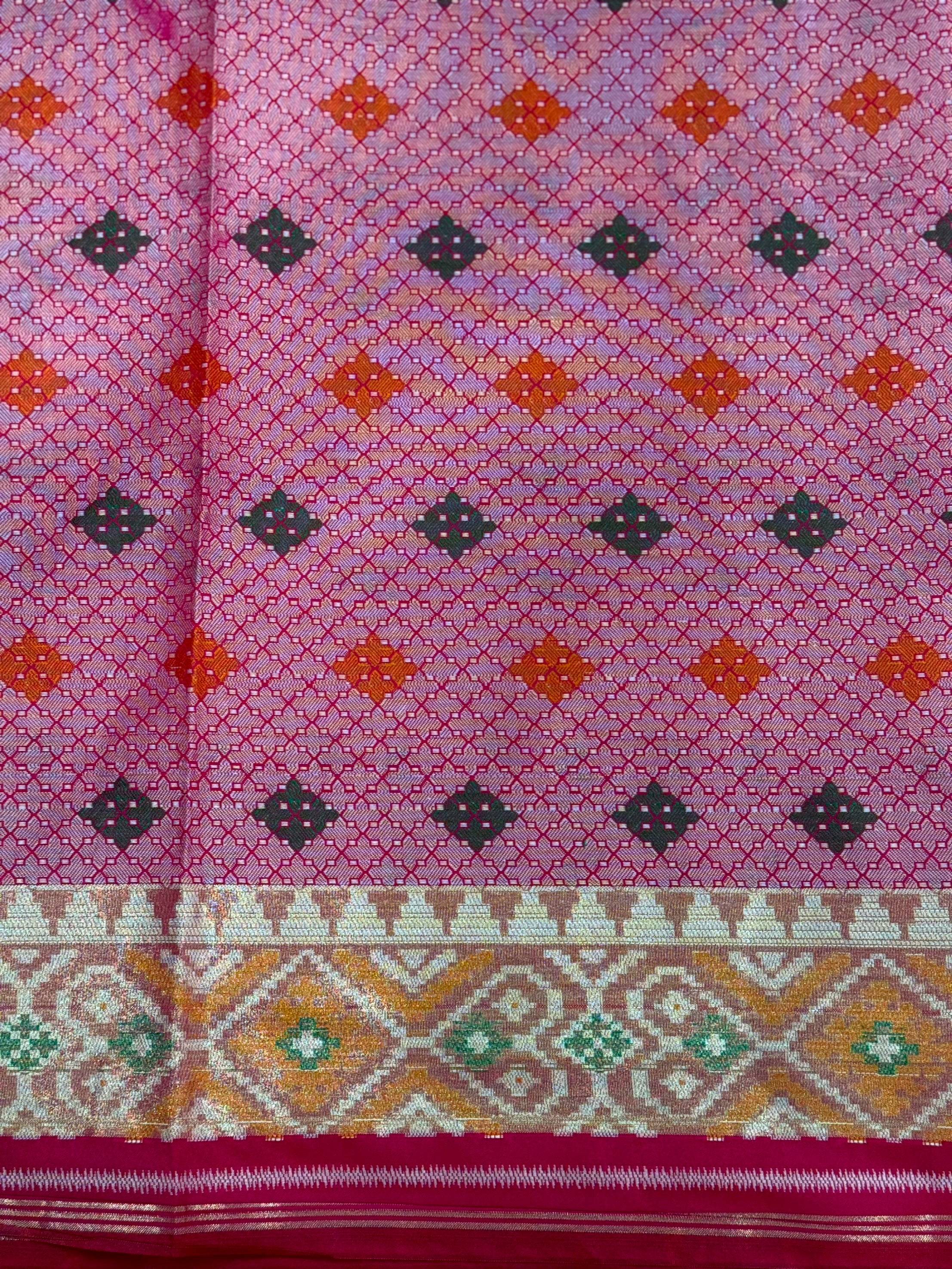 Pink Double Ikkat Heritage Saree