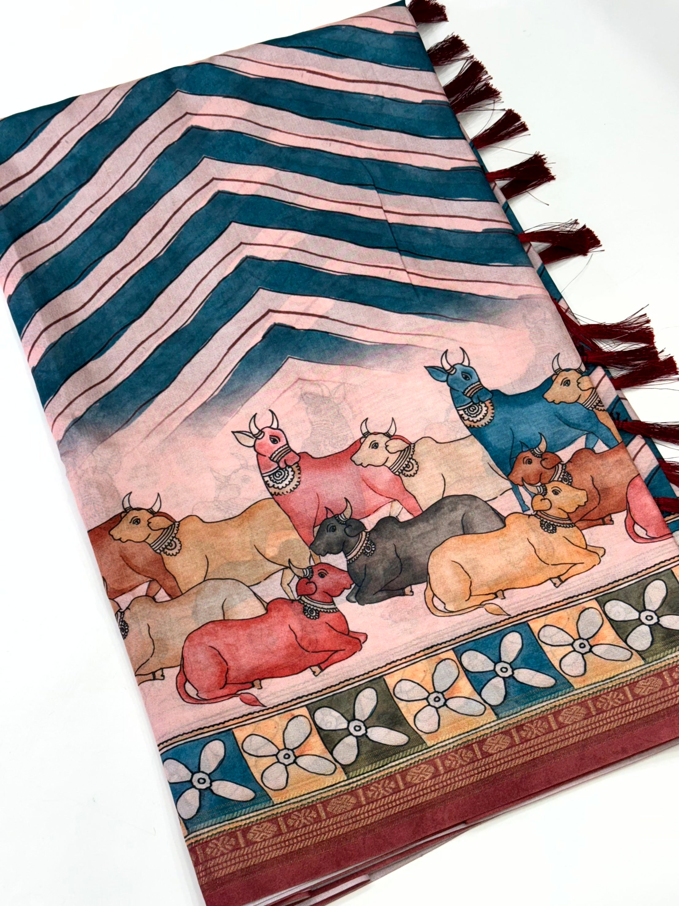 Heritage Soft Silk Ikkat Kalamkari Saree