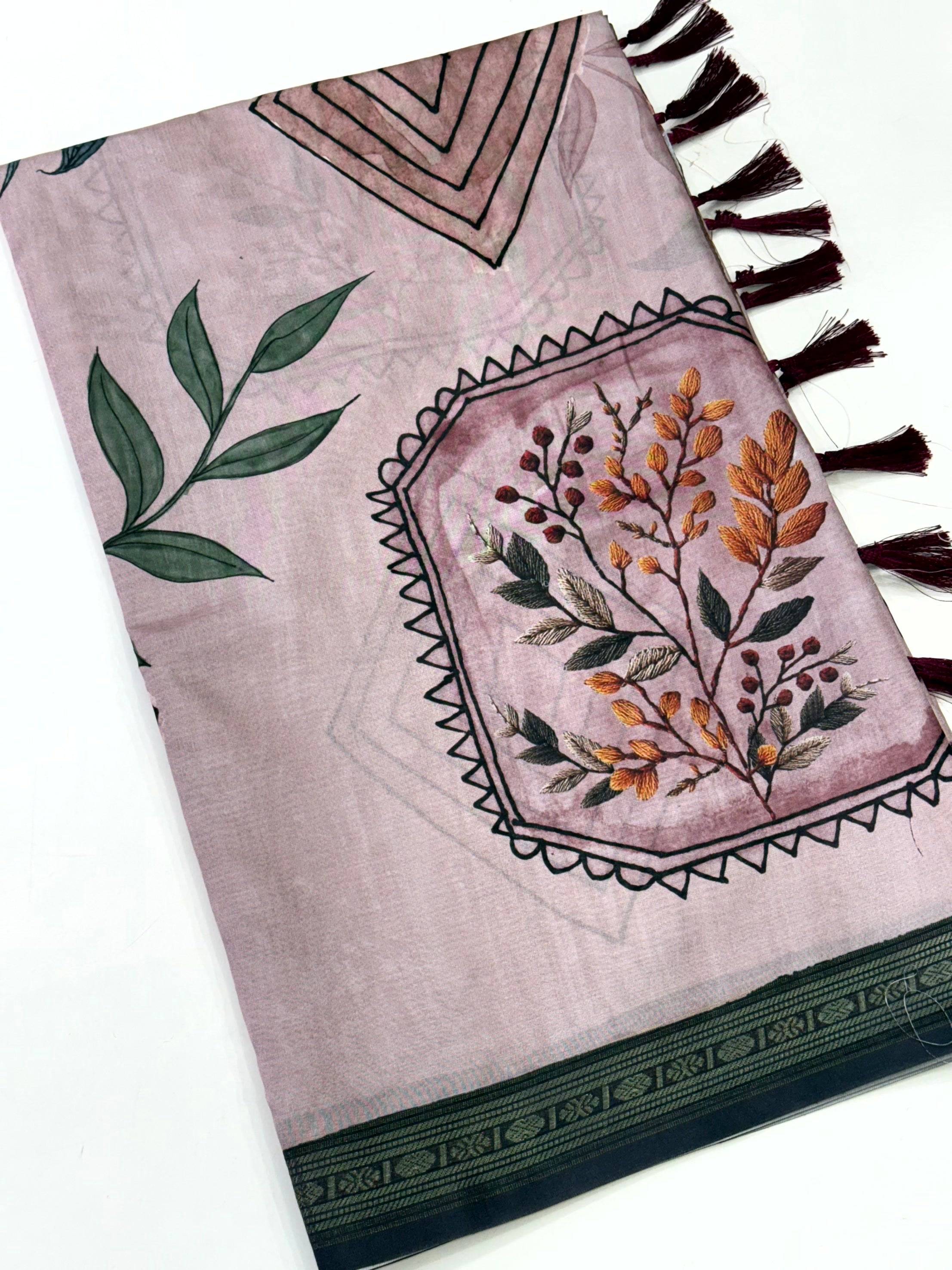 Radiant Rudraksh Border Floral Saree