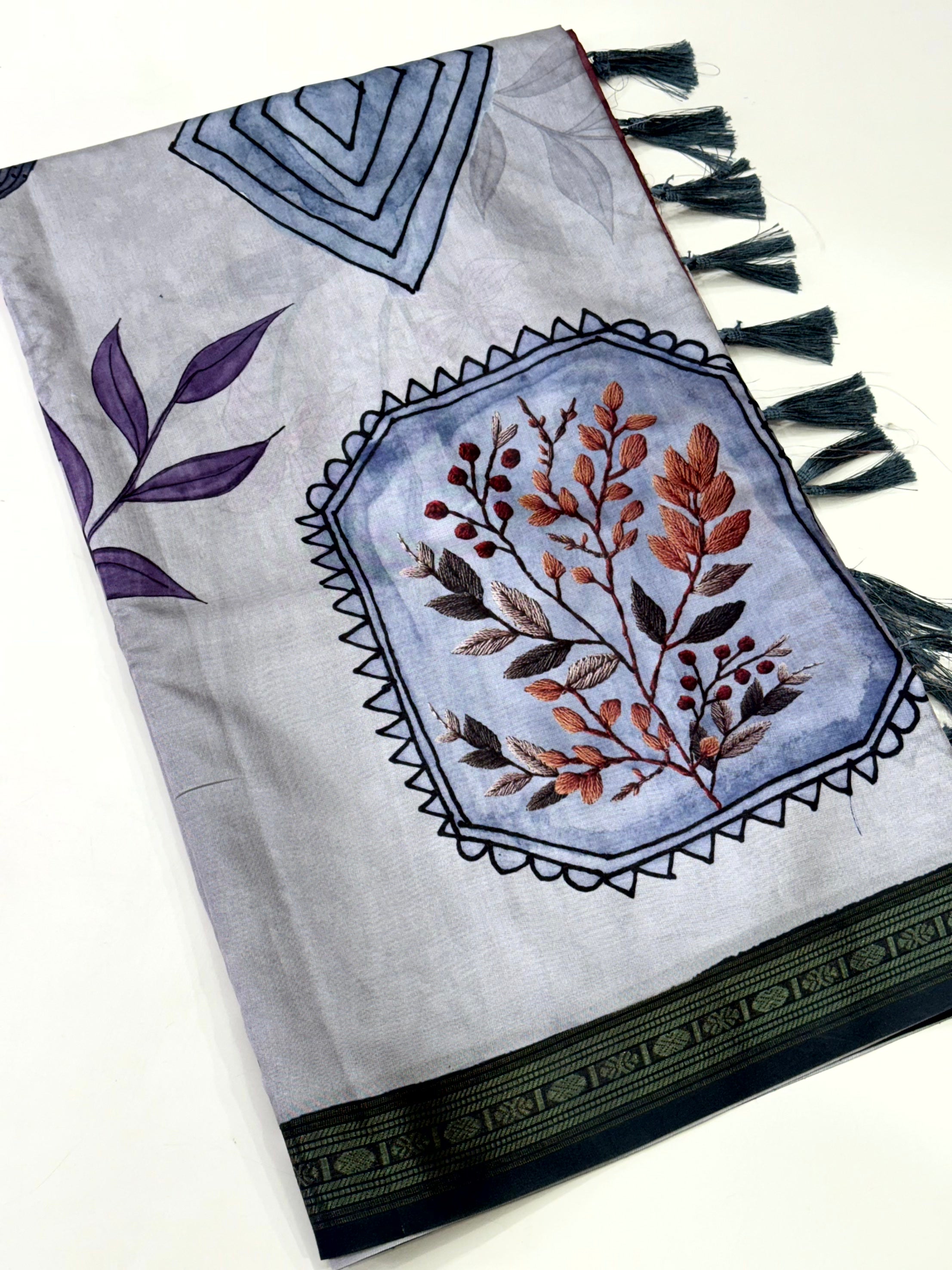 Heritage Rudraksh Border Floral Saree