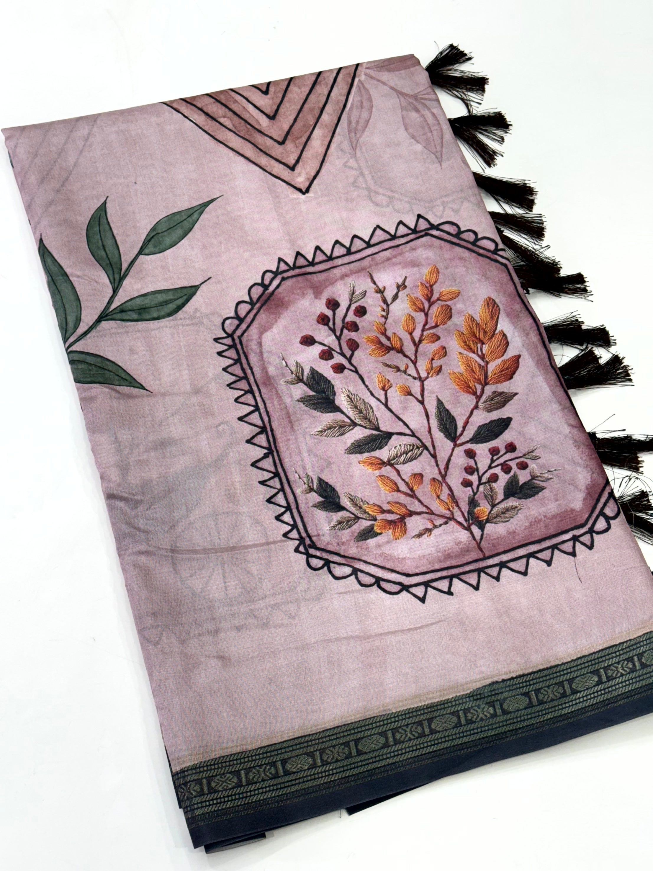 Radiance Rudraksh Border Floral Saree