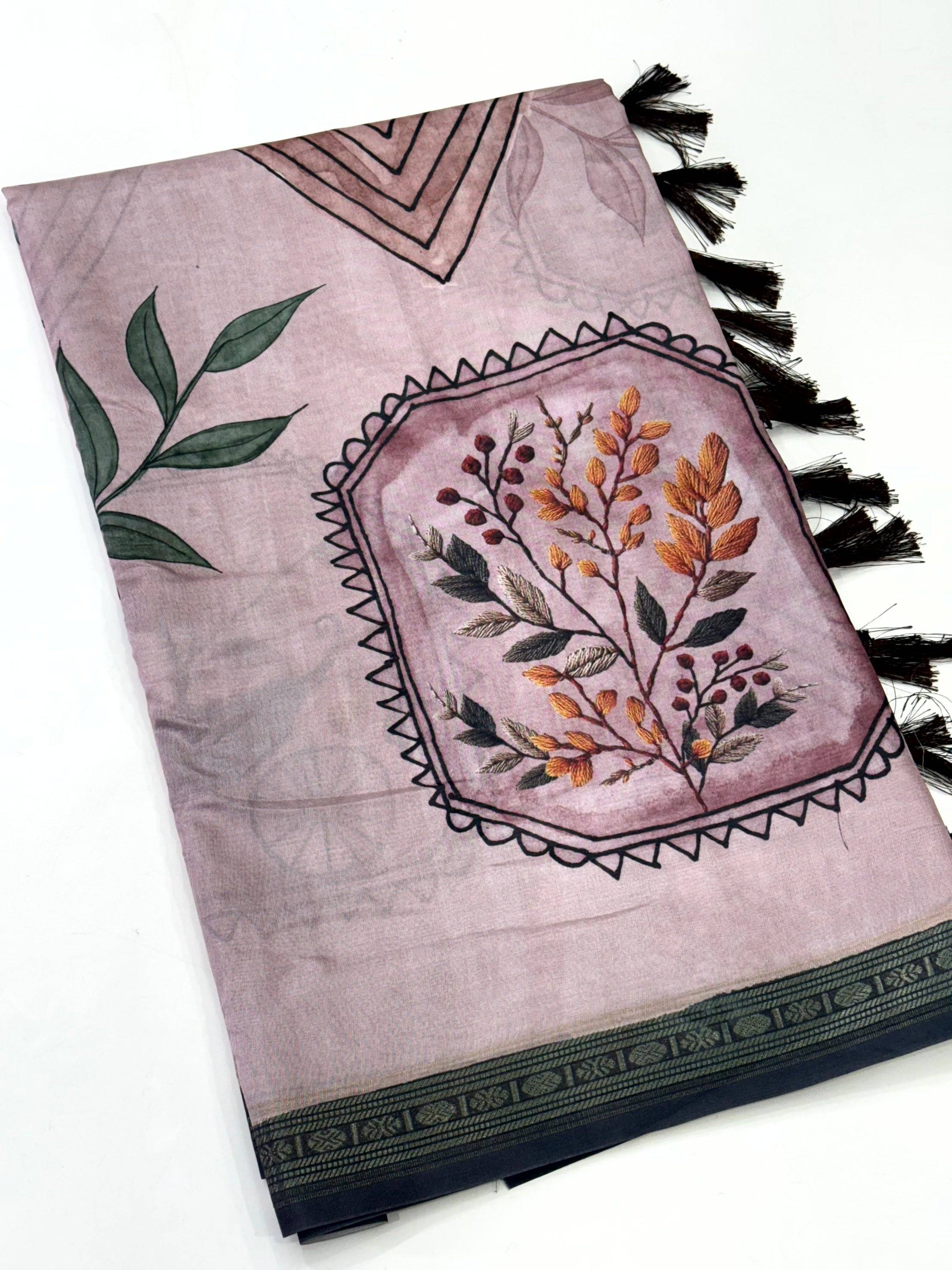 Radiance Rudraksh Border Floral Saree