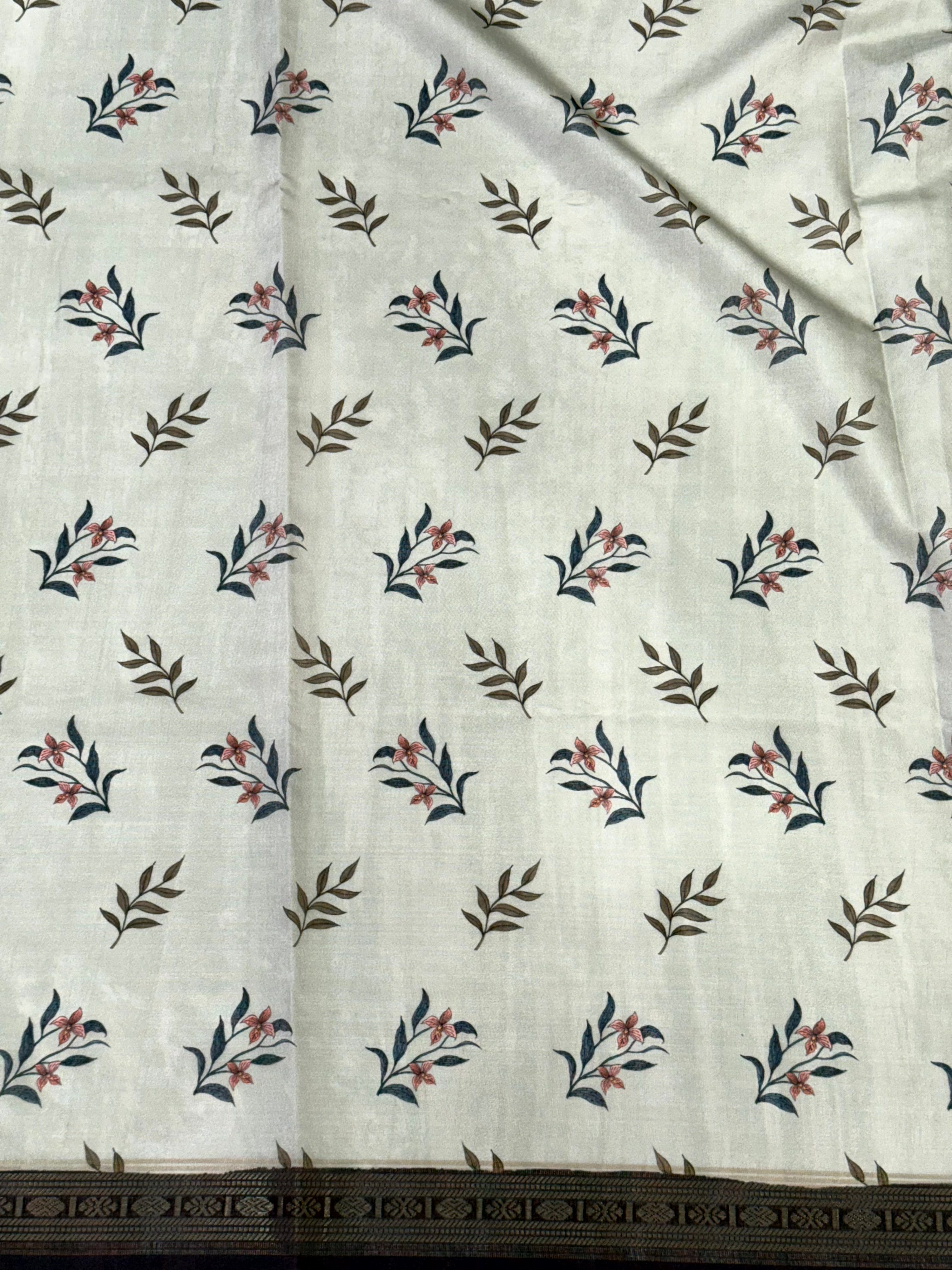 Elegant Rudraksh Border Floral Saree