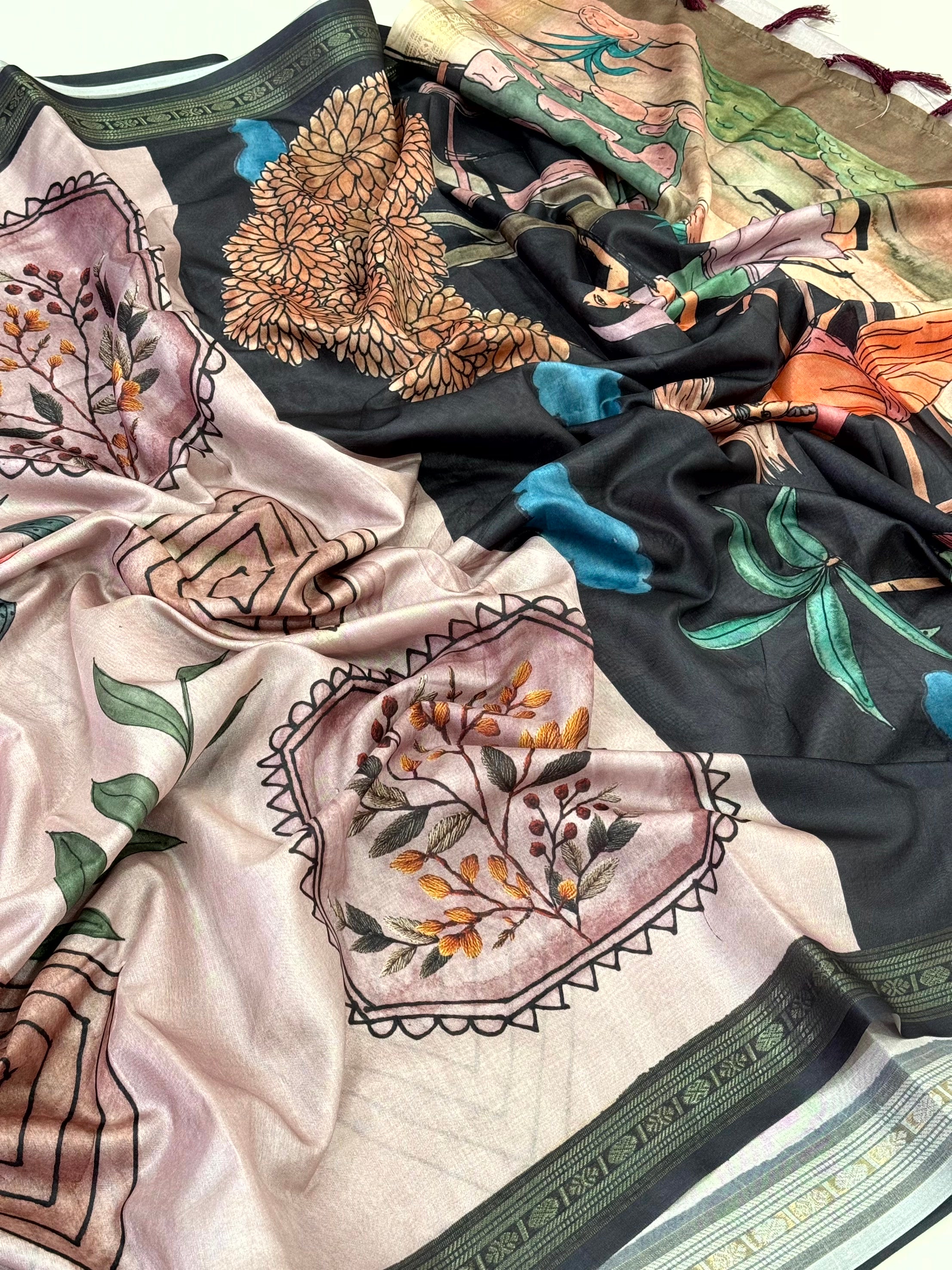 Radiance Rudraksh Border Floral Saree