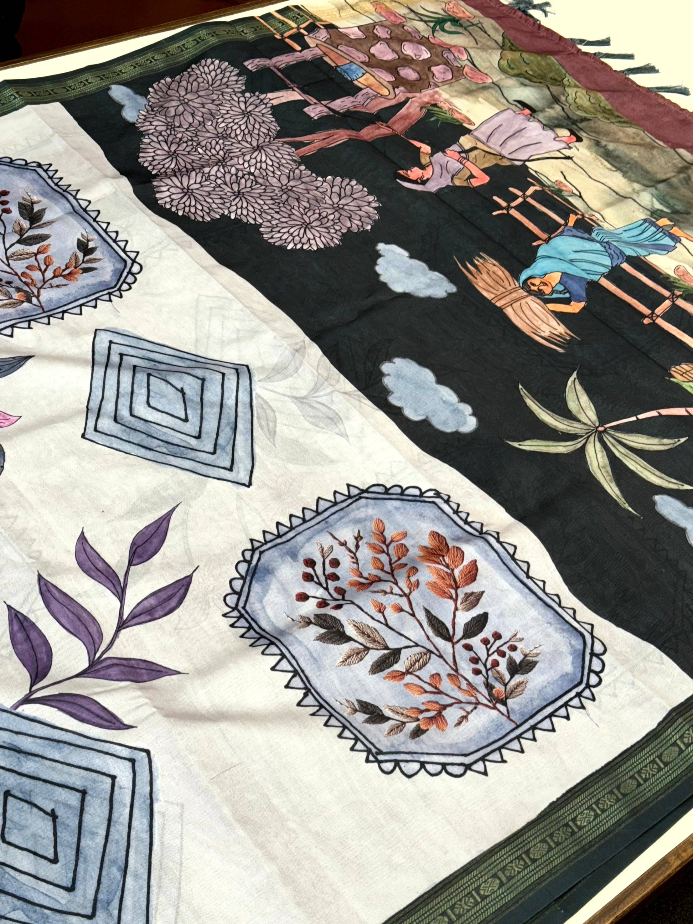 Heritage Rudraksh Border Floral Saree