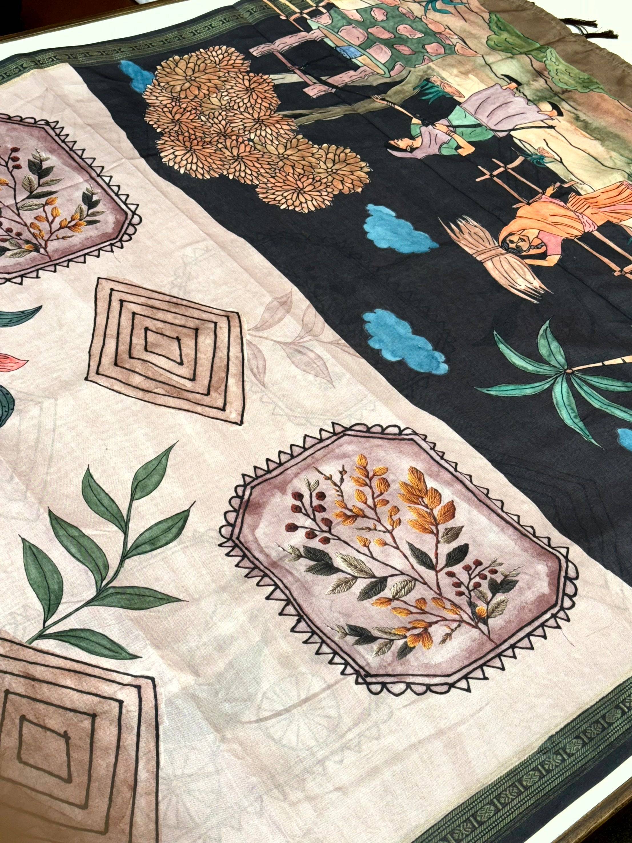 Radiant Rudraksh Border Floral Saree