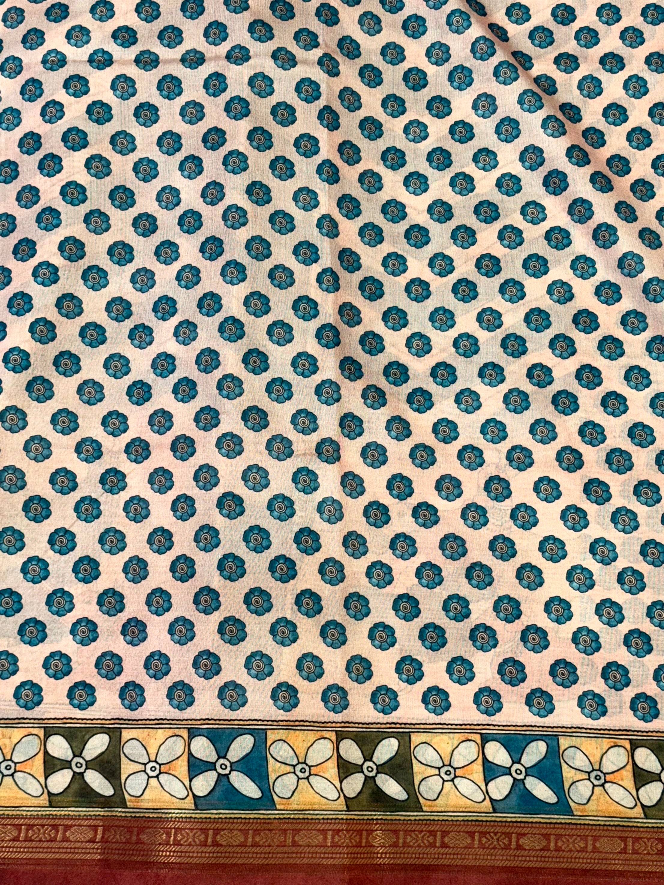 Heritage Soft Silk Ikkat Kalamkari Saree