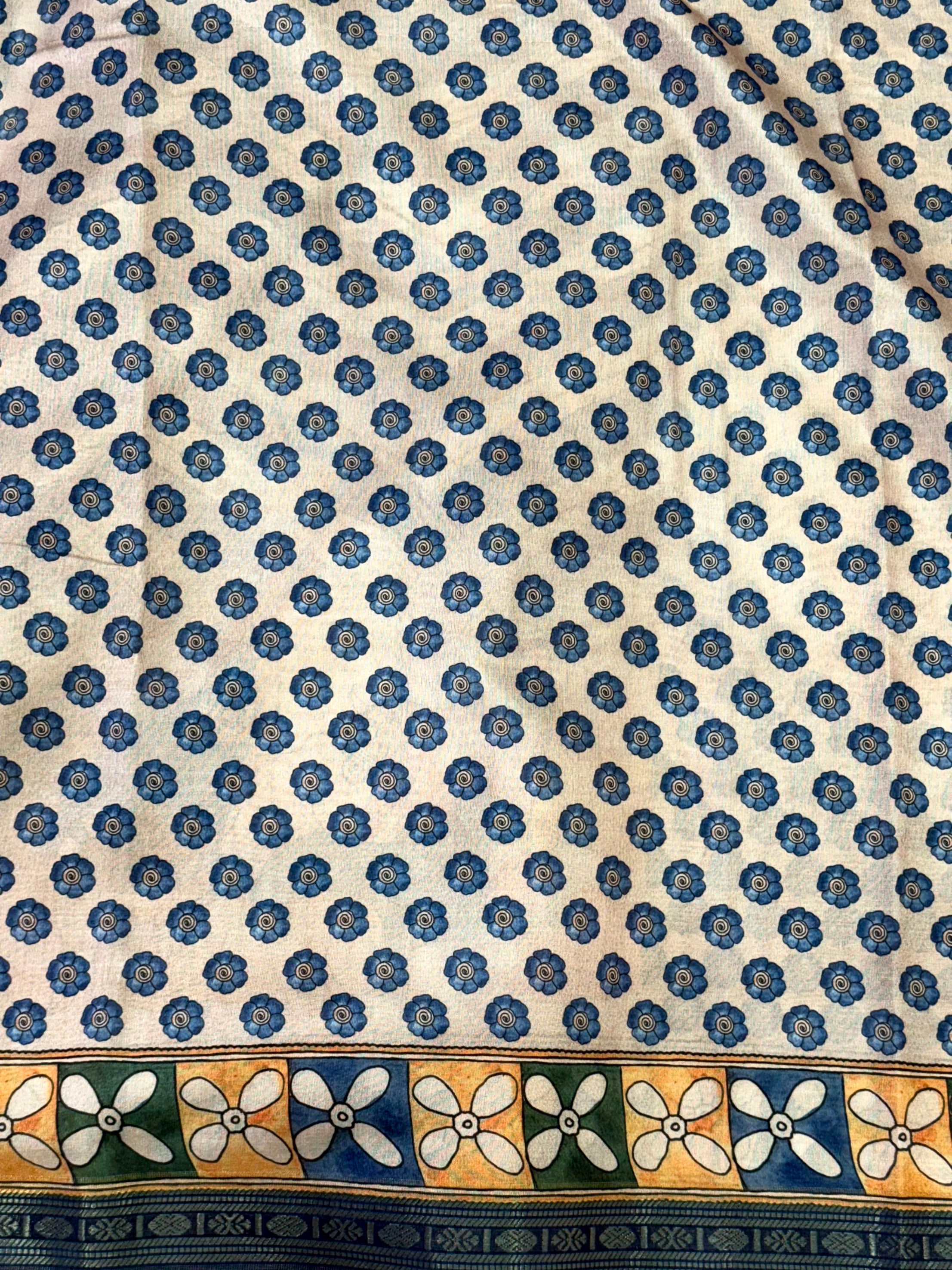 Artistic Soft Silk Ikkat Kalamkari Saree