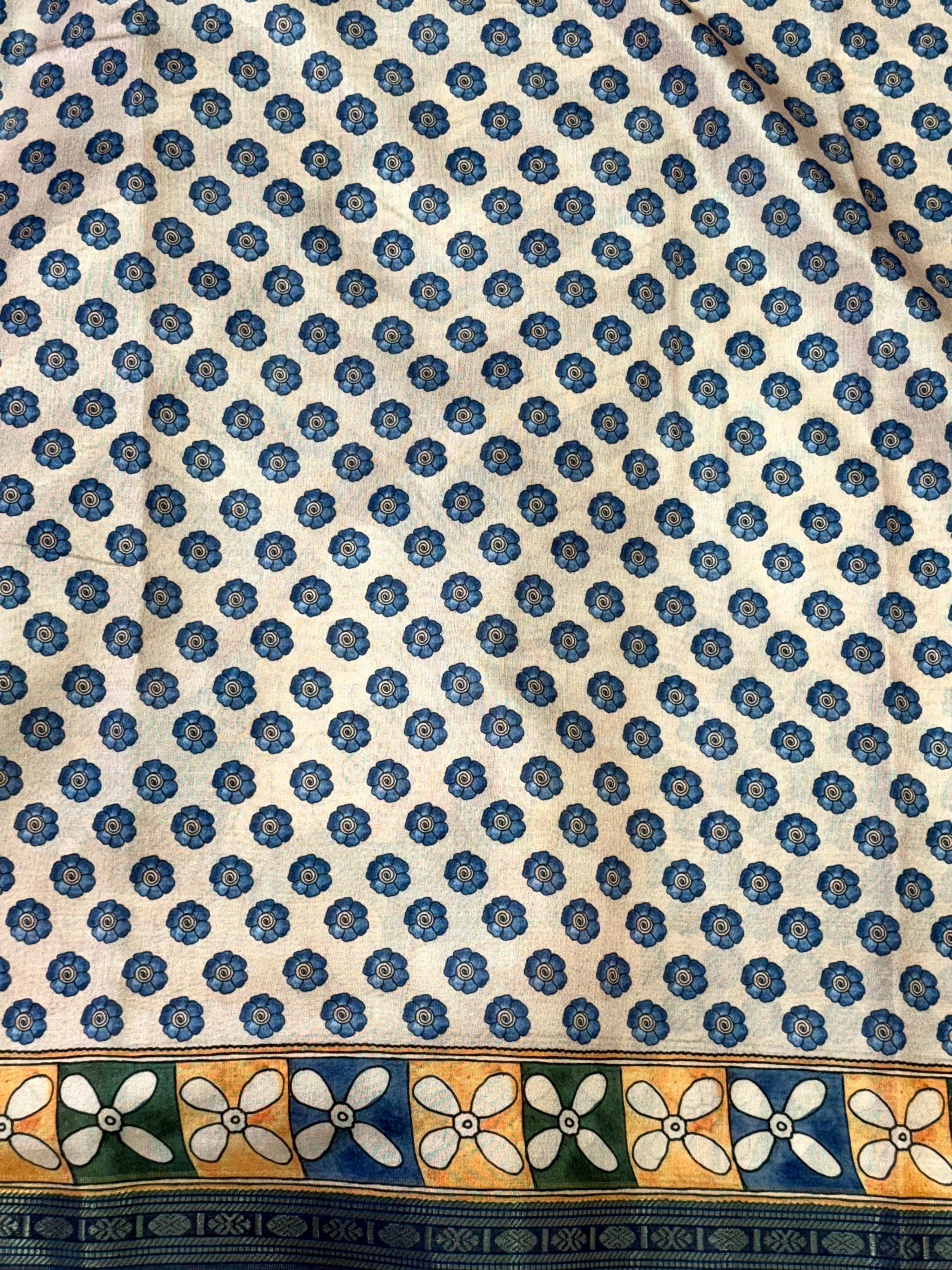 Artistic Soft Silk Ikkat Kalamkari Saree