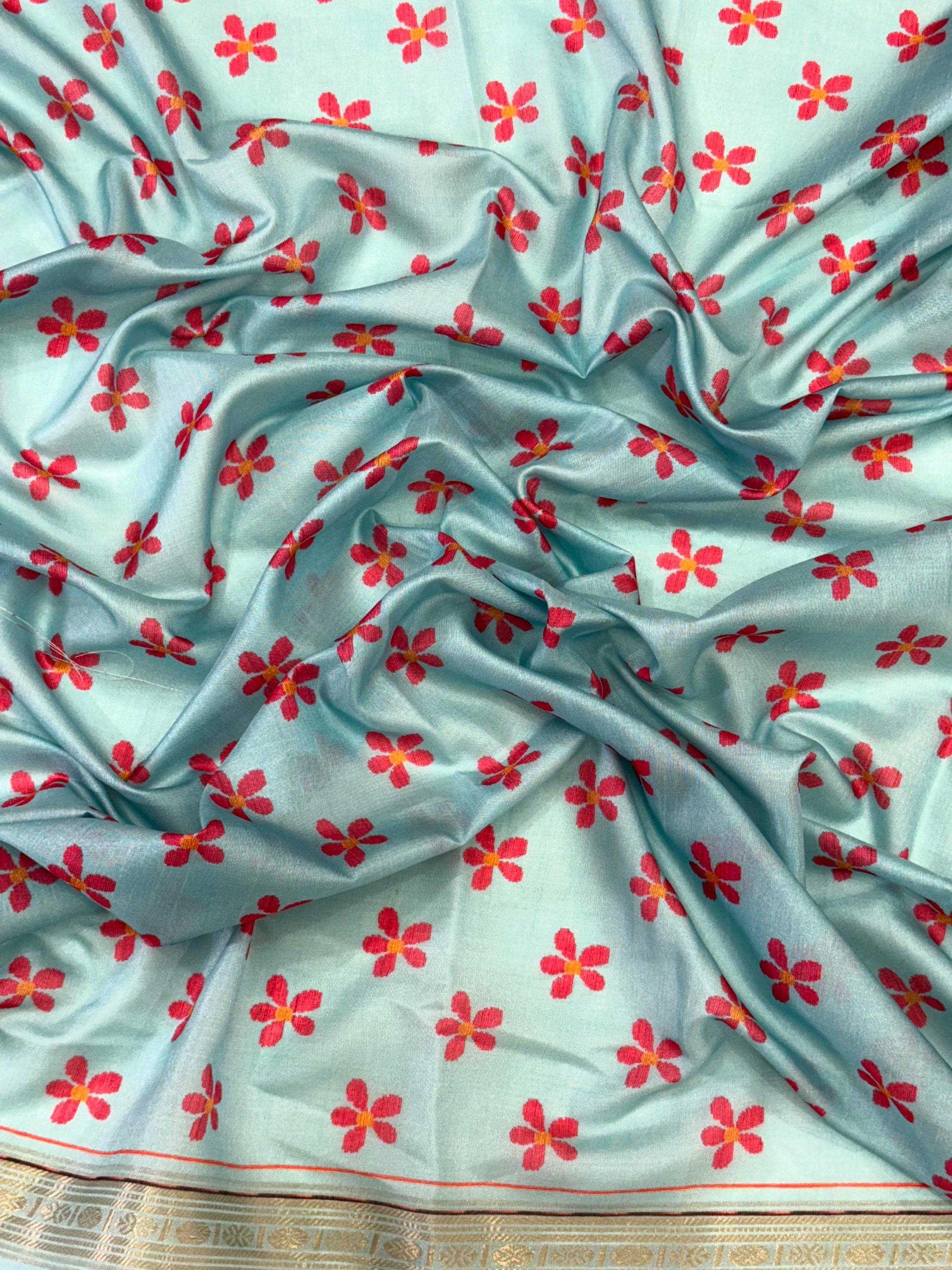 Blue Digital Rudraksh Border Saree