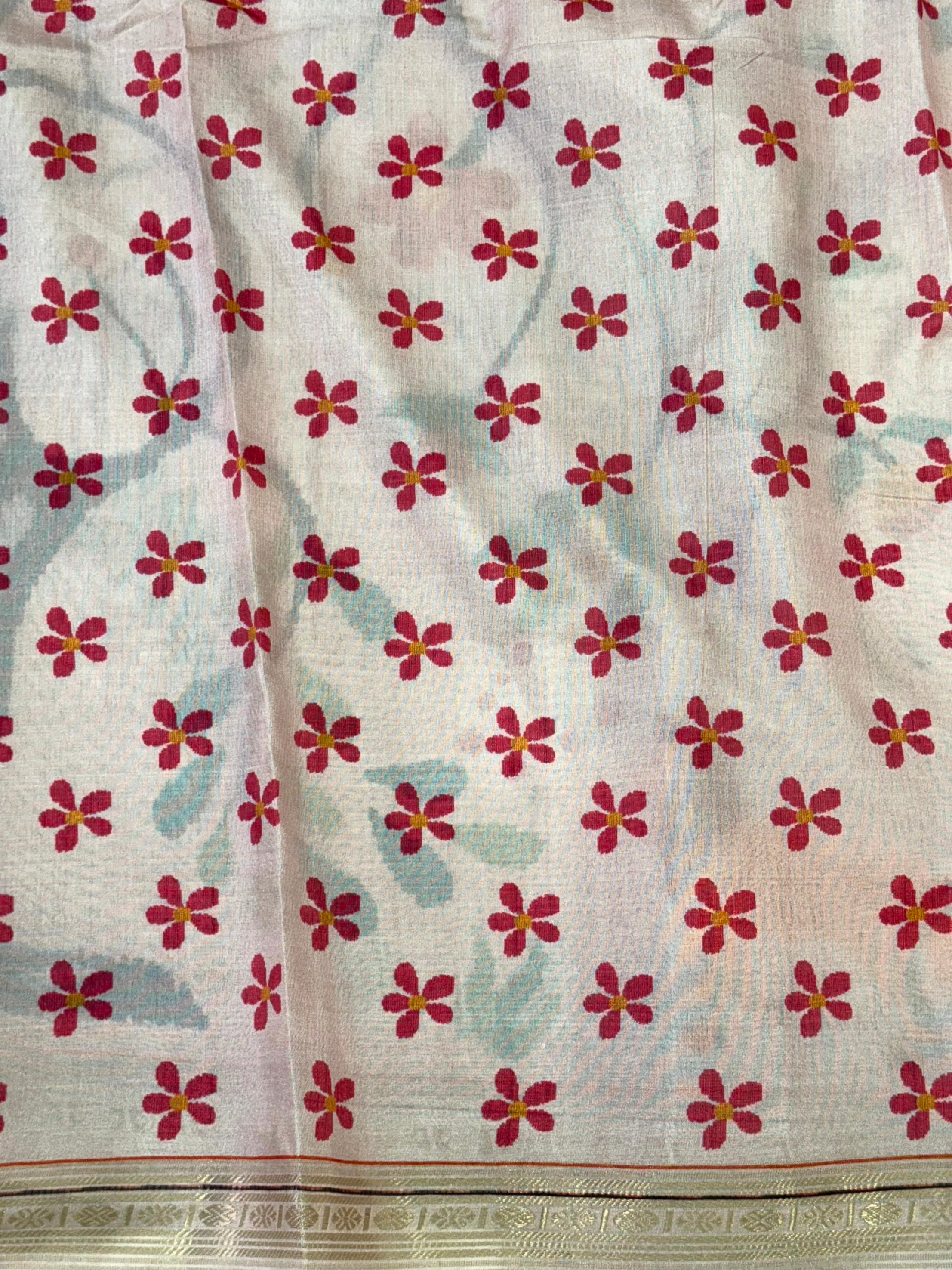 Peach Digital Rudraksh Border Saree