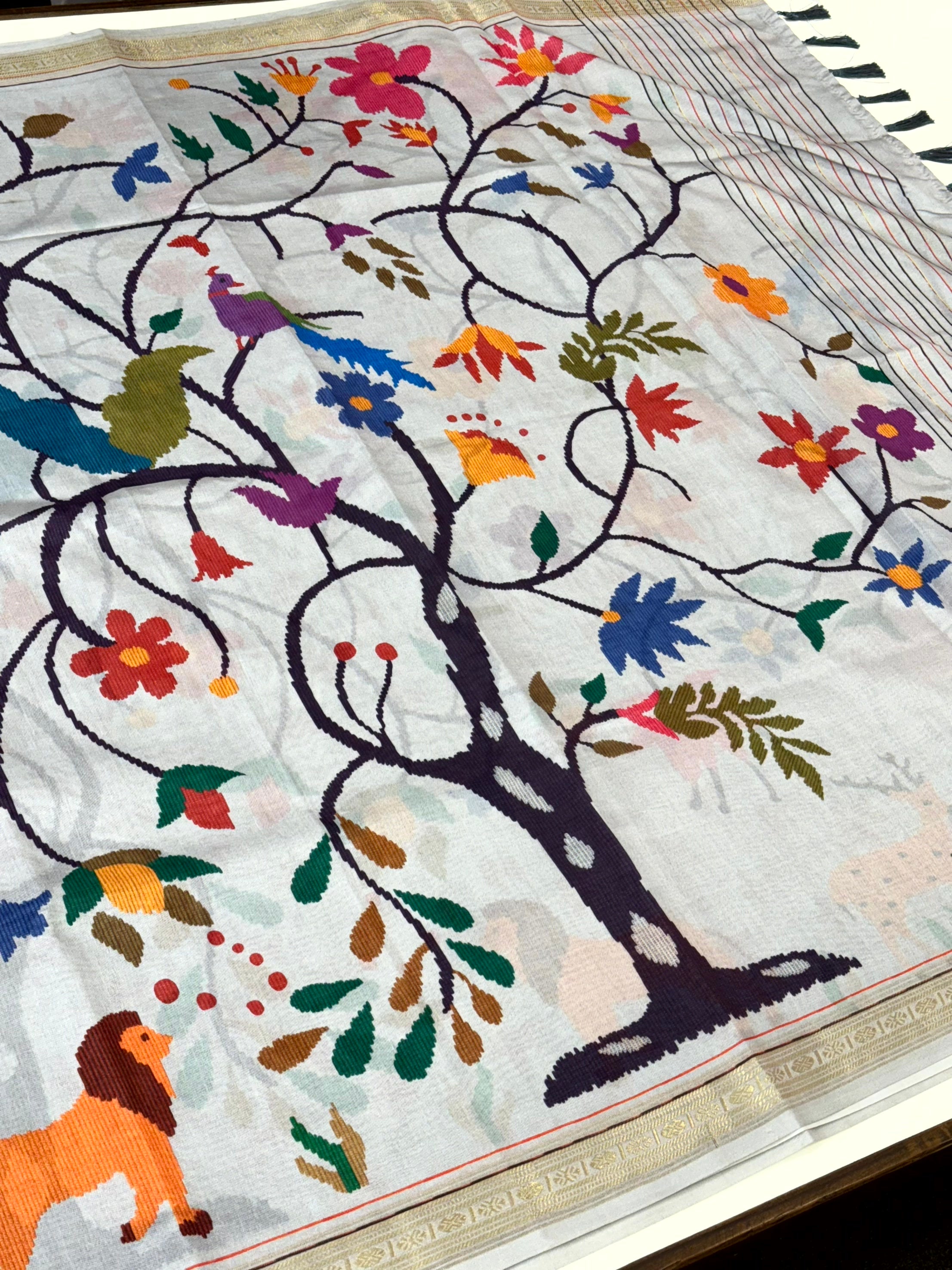 Grey Digital Rudraksh Border Saree