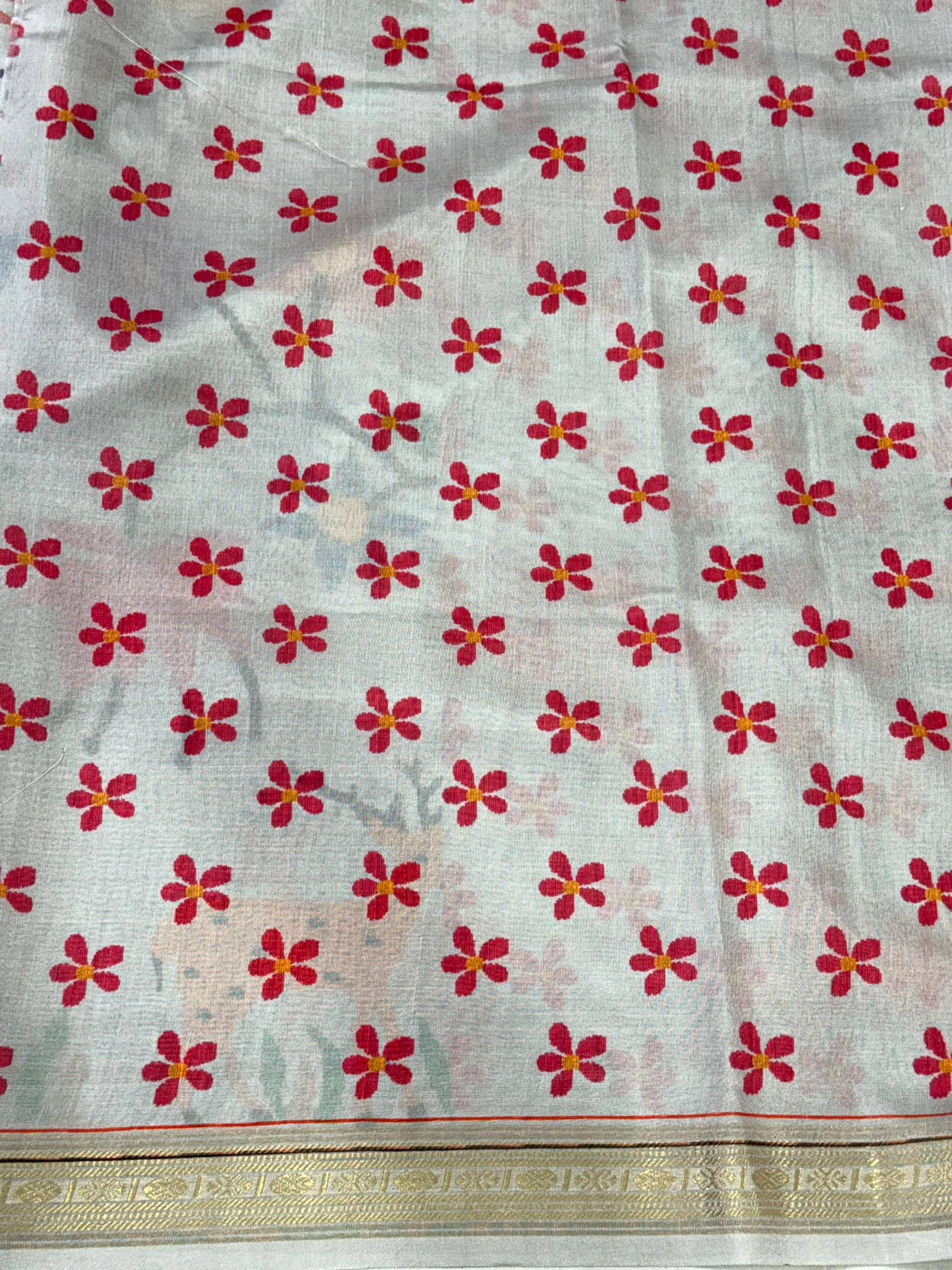 Grey Digital Rudraksh Border Saree