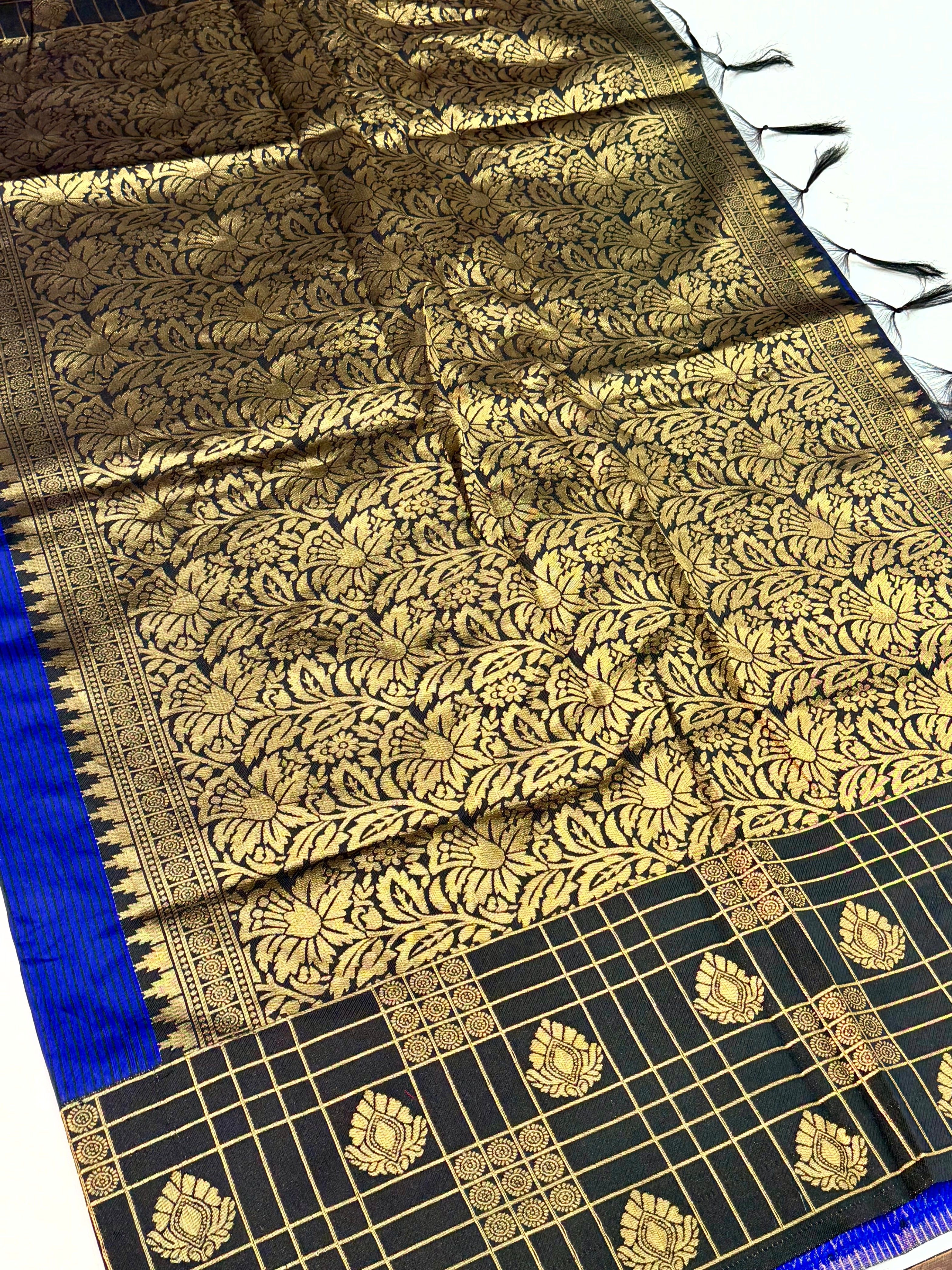 Black Gadwal Border Banarasi Katan Saree