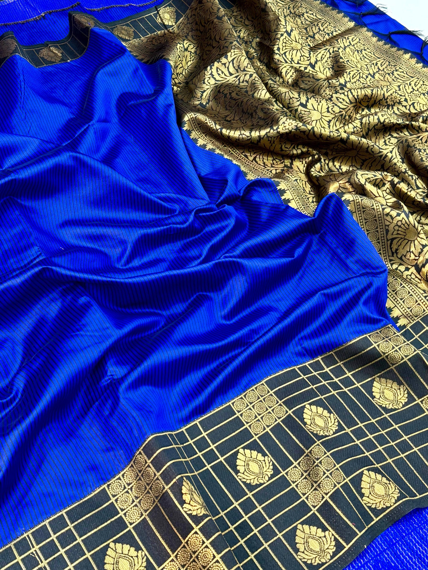 Black Gadwal Border Banarasi Katan Saree