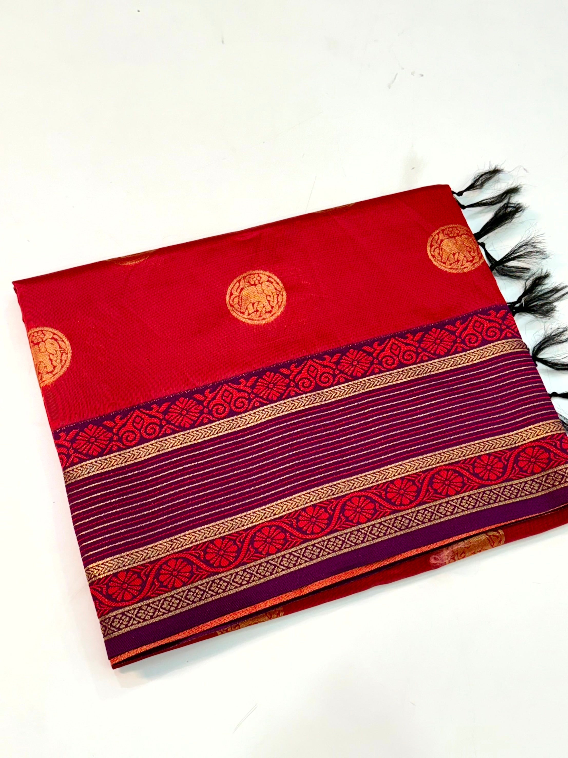 Elephant Zari Banarasi Soft Silk Saree