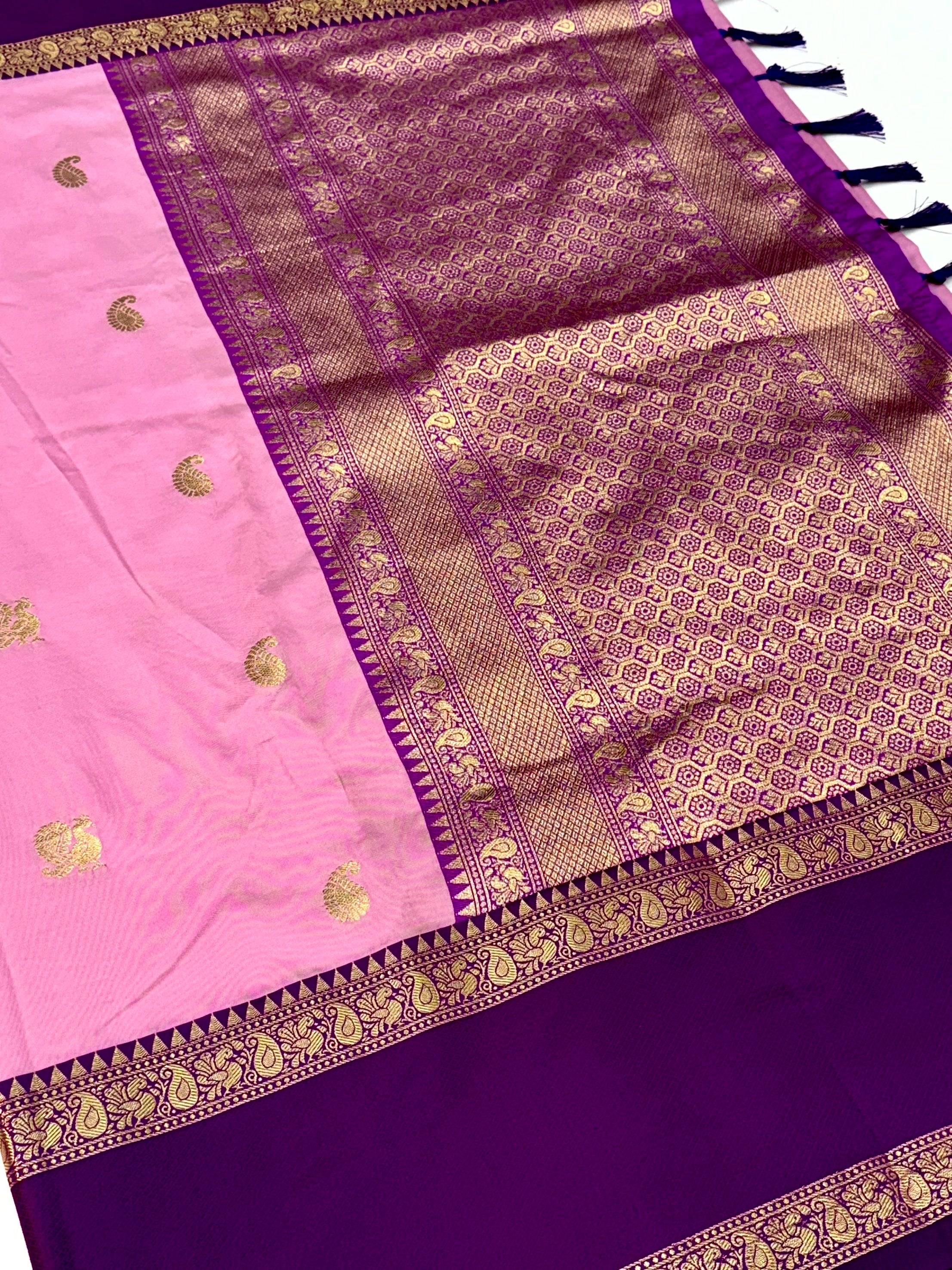 Pink Gadhwal Pure Soft Silk Saree