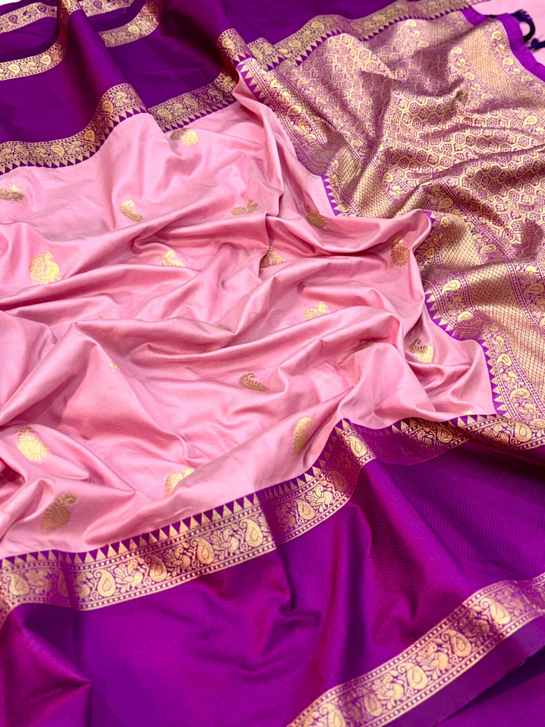 Pink Gadhwal Pure Soft Silk Saree