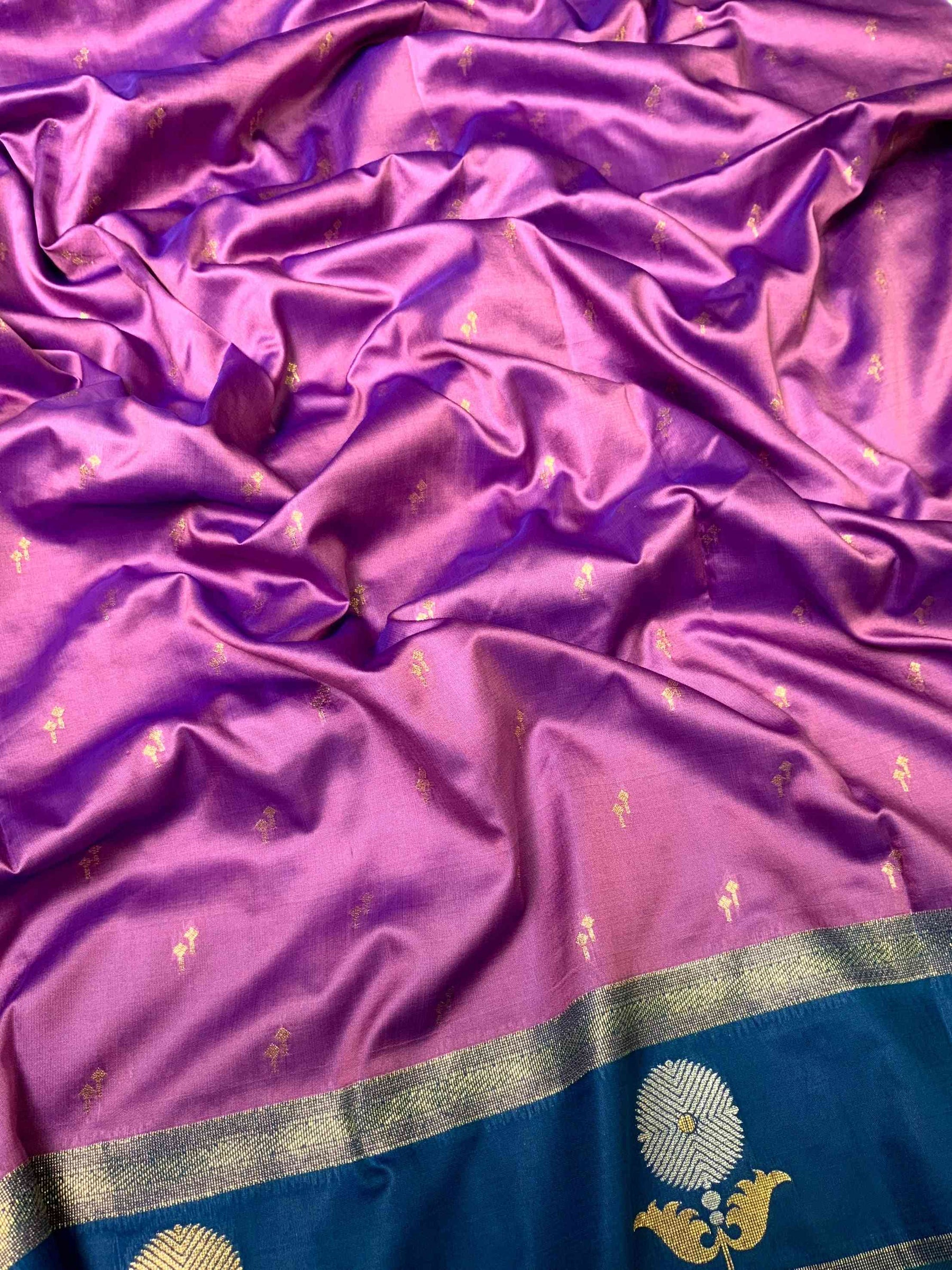 Lavender Cationic Soft Silk Saree