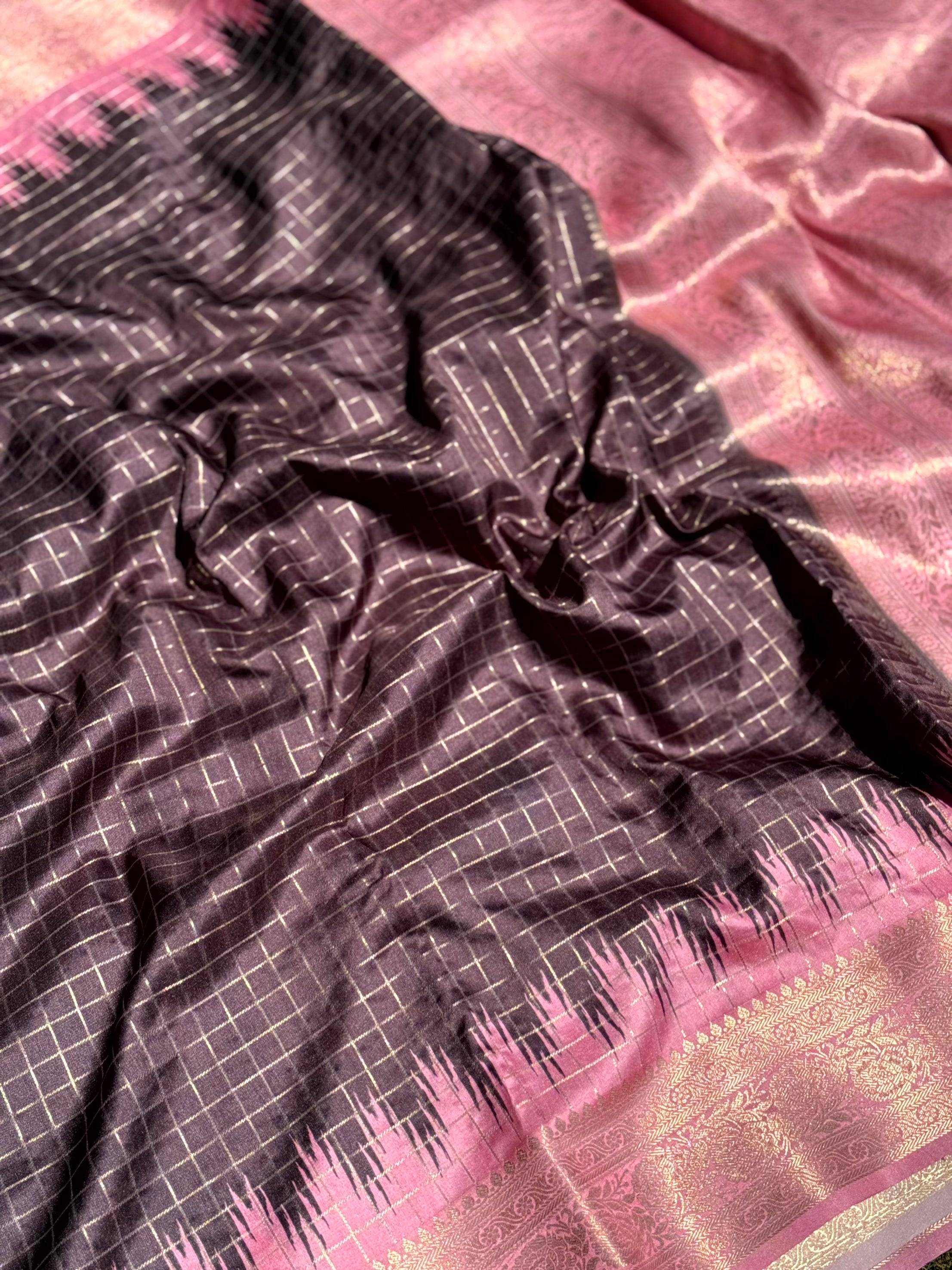 Brown Banarasi Silk Gadwal Pattu Saree