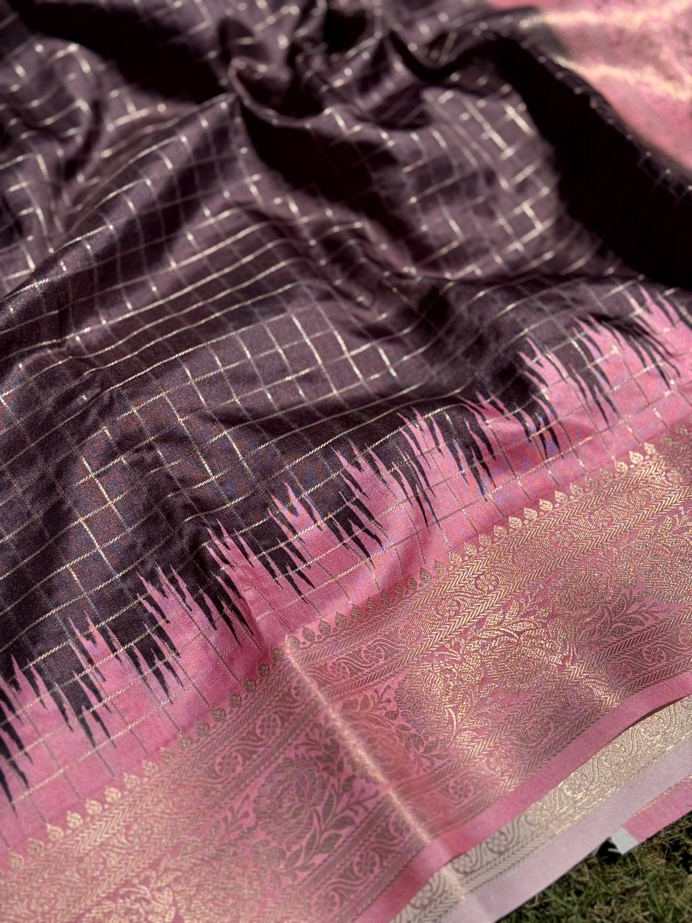 Brown Banarasi Silk Gadwal Pattu Saree