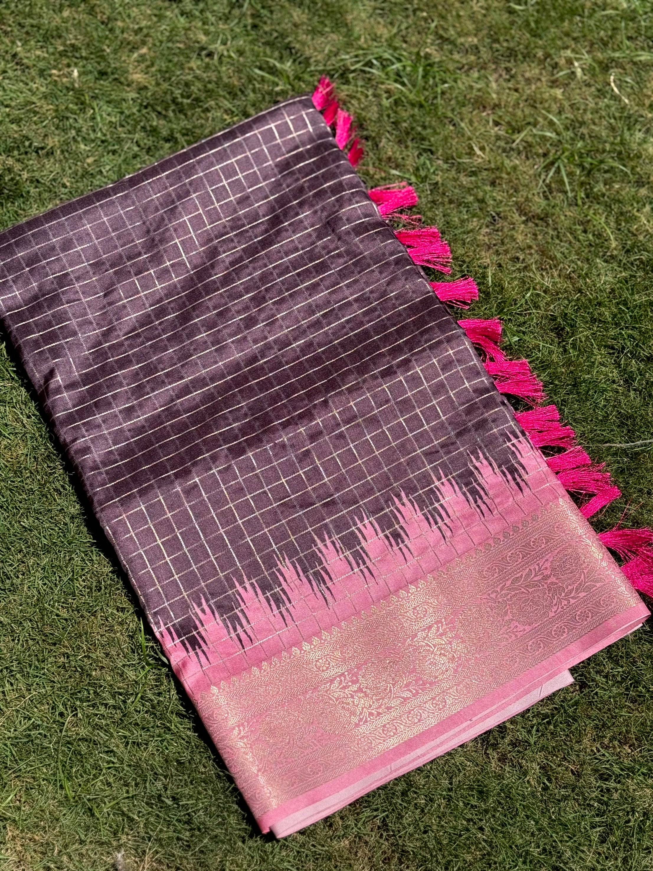 Brown Banarasi Silk Gadwal Pattu Saree