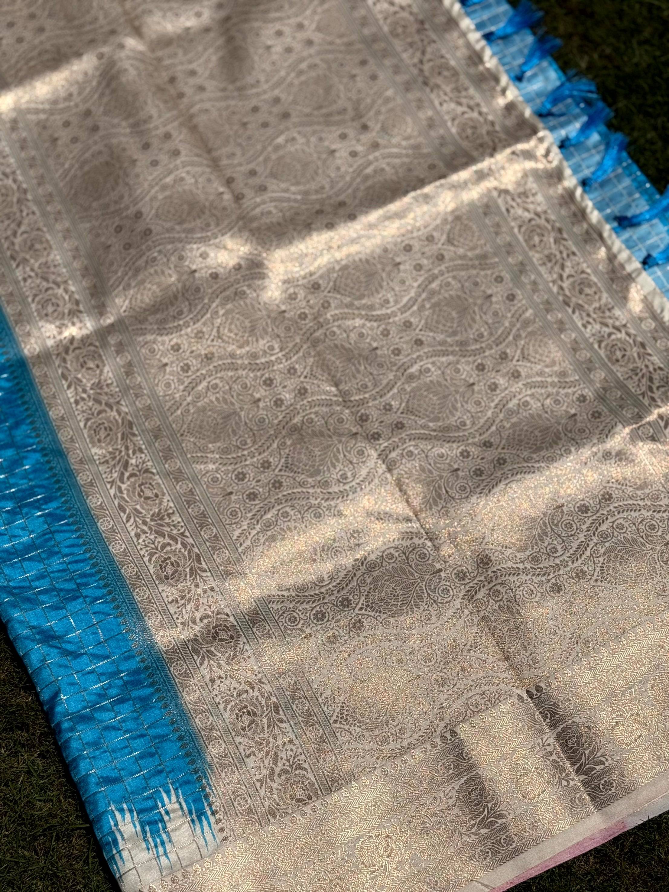 Sky Blue Banarasi Silk Gadwal Pattu Saree