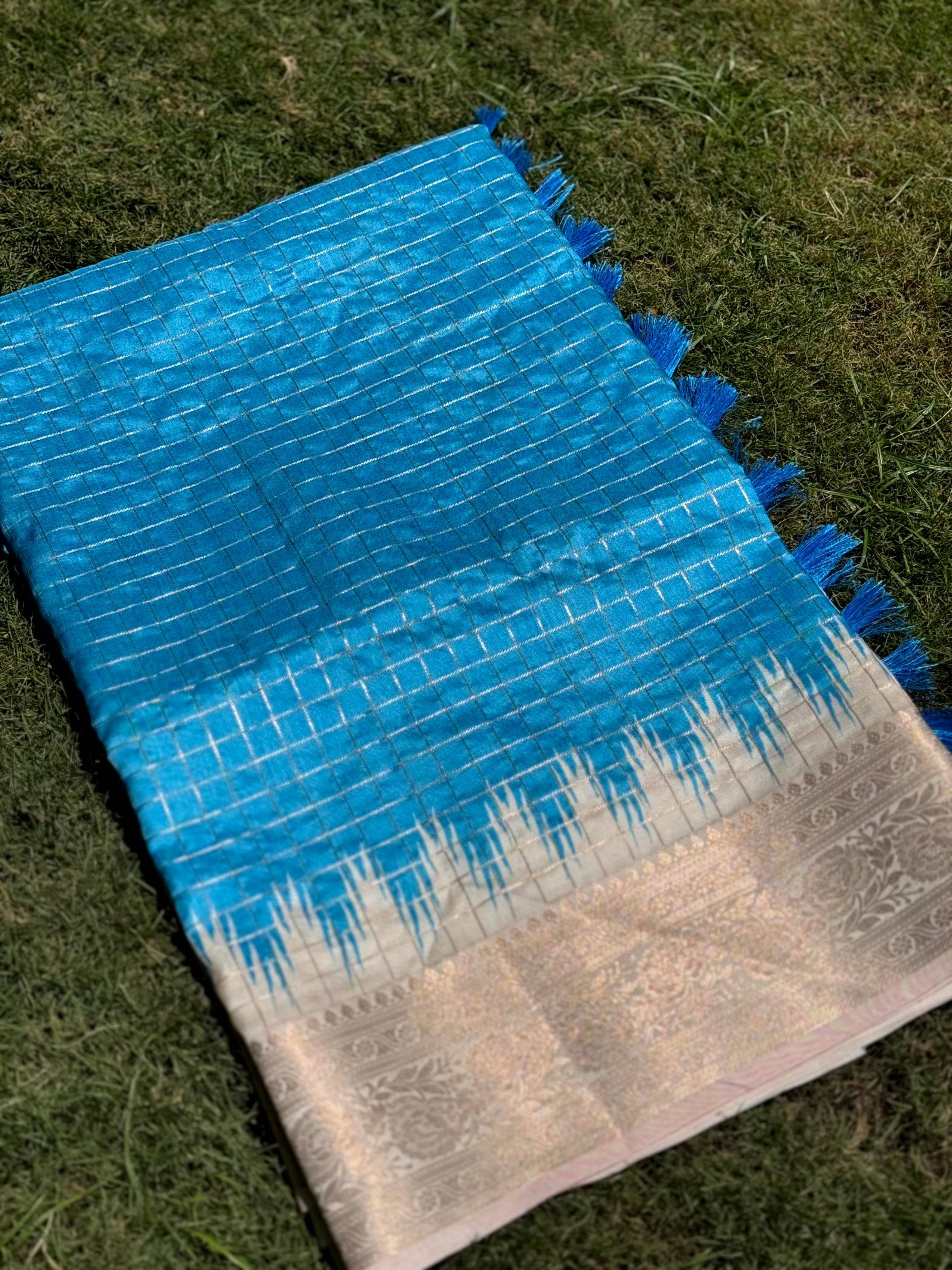 Sky Blue Banarasi Silk Gadwal Pattu Saree