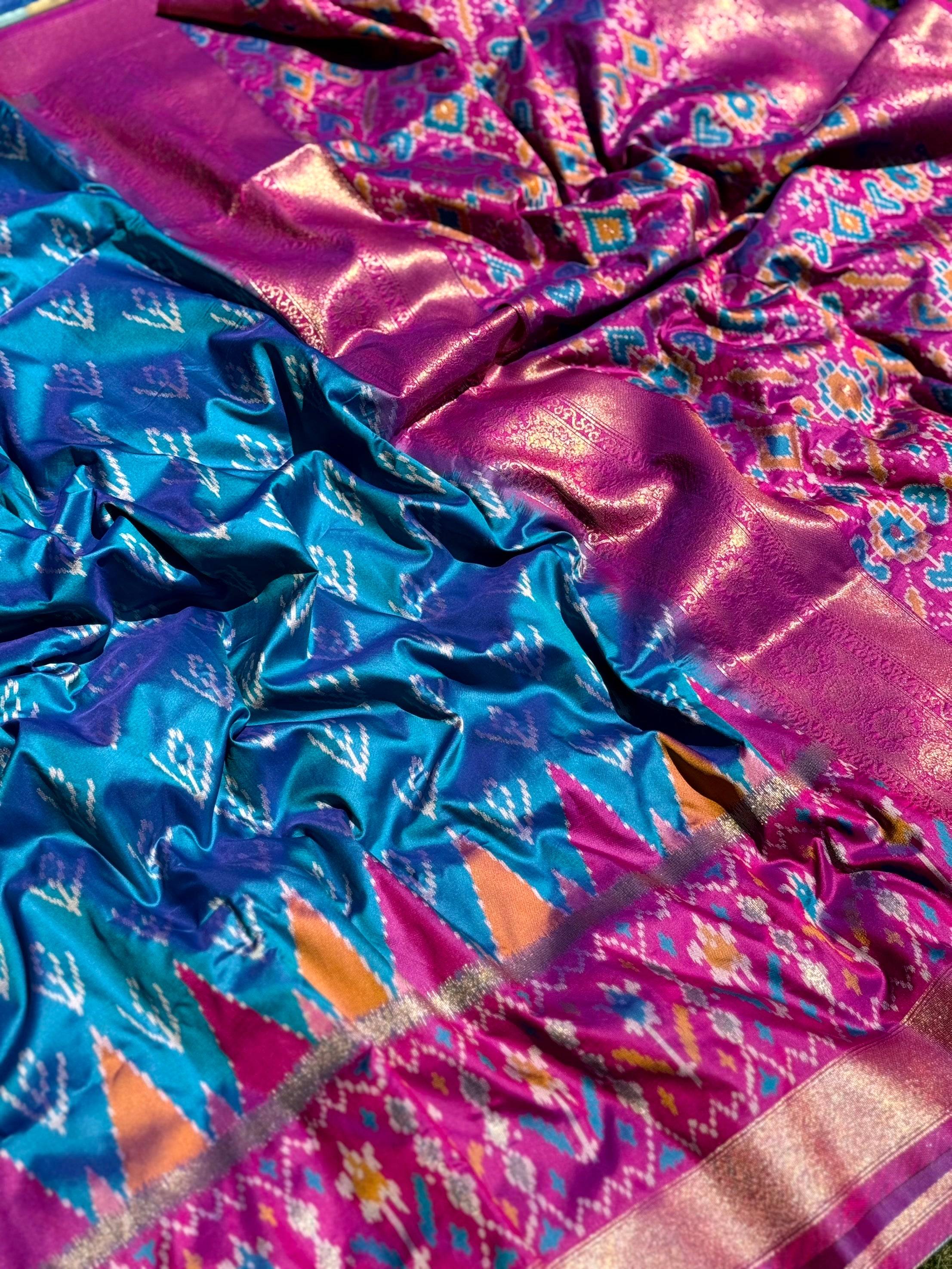 Ethereal Sky Blue Soft Silk Ikkat Saree