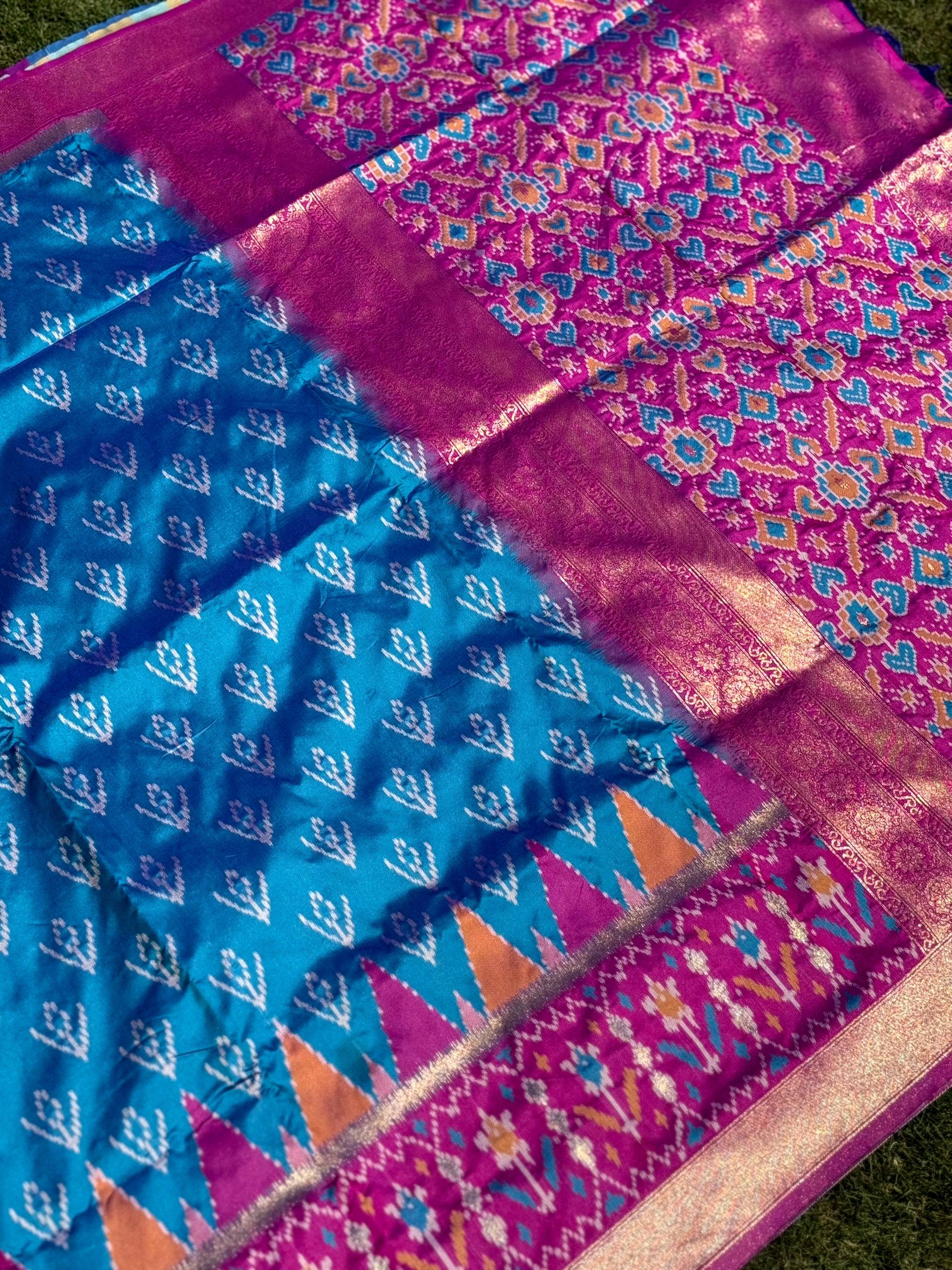 Ethereal Sky Blue Soft Silk Ikkat Saree