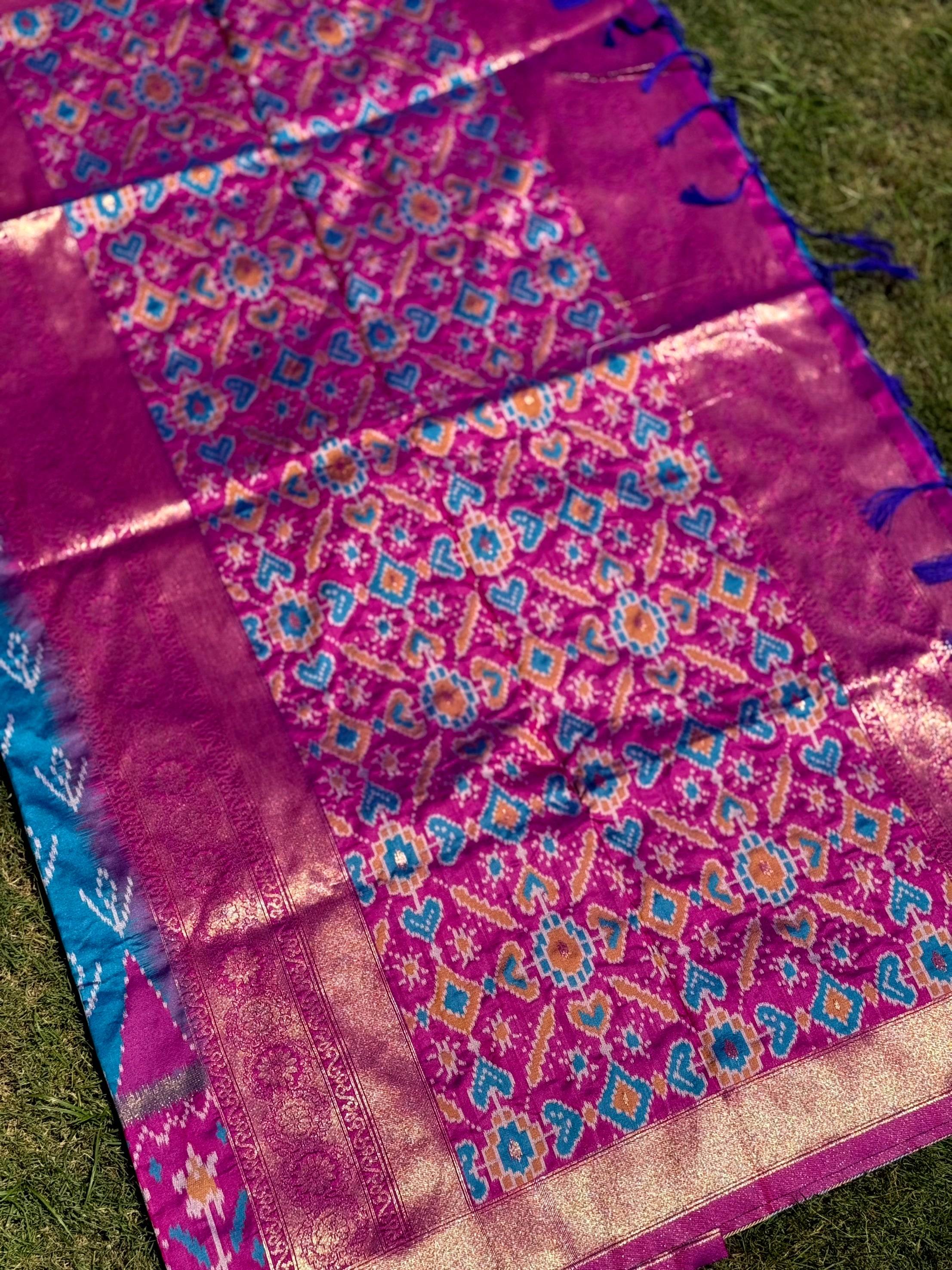 Ethereal Sky Blue Soft Silk Ikkat Saree