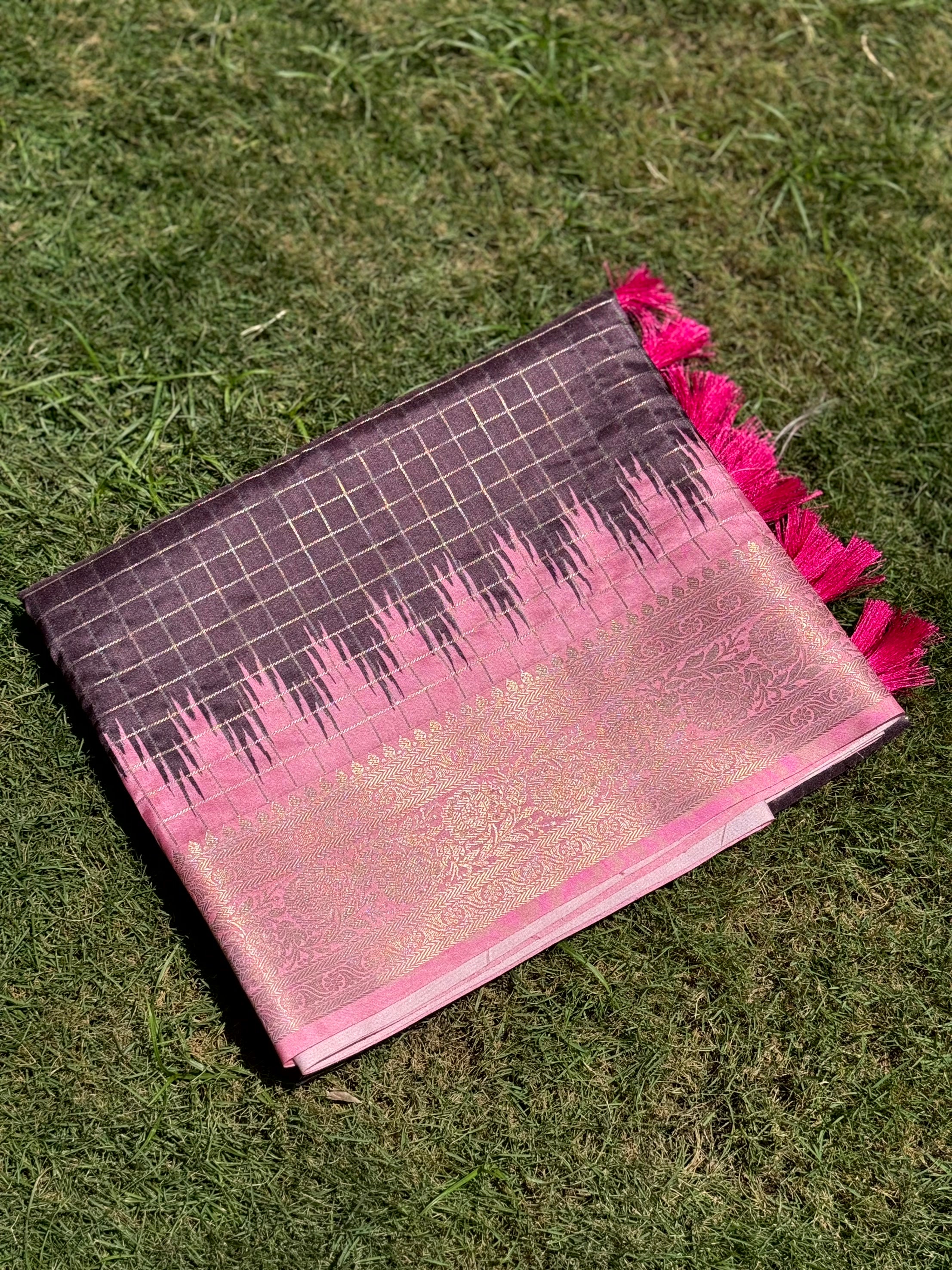 Brown Banarasi Silk Gadwal Pattu Saree