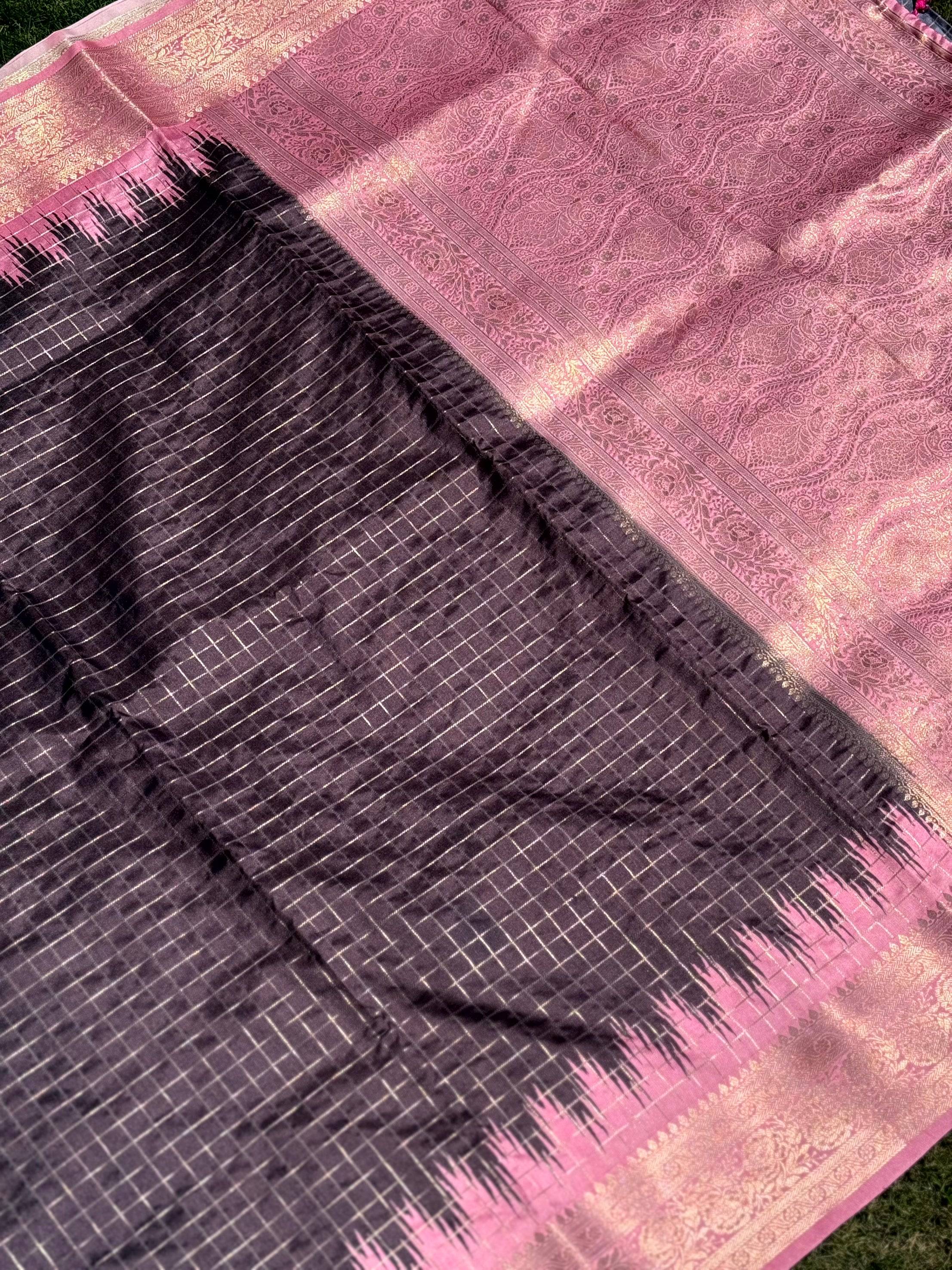 Brown Banarasi Silk Gadwal Pattu Saree