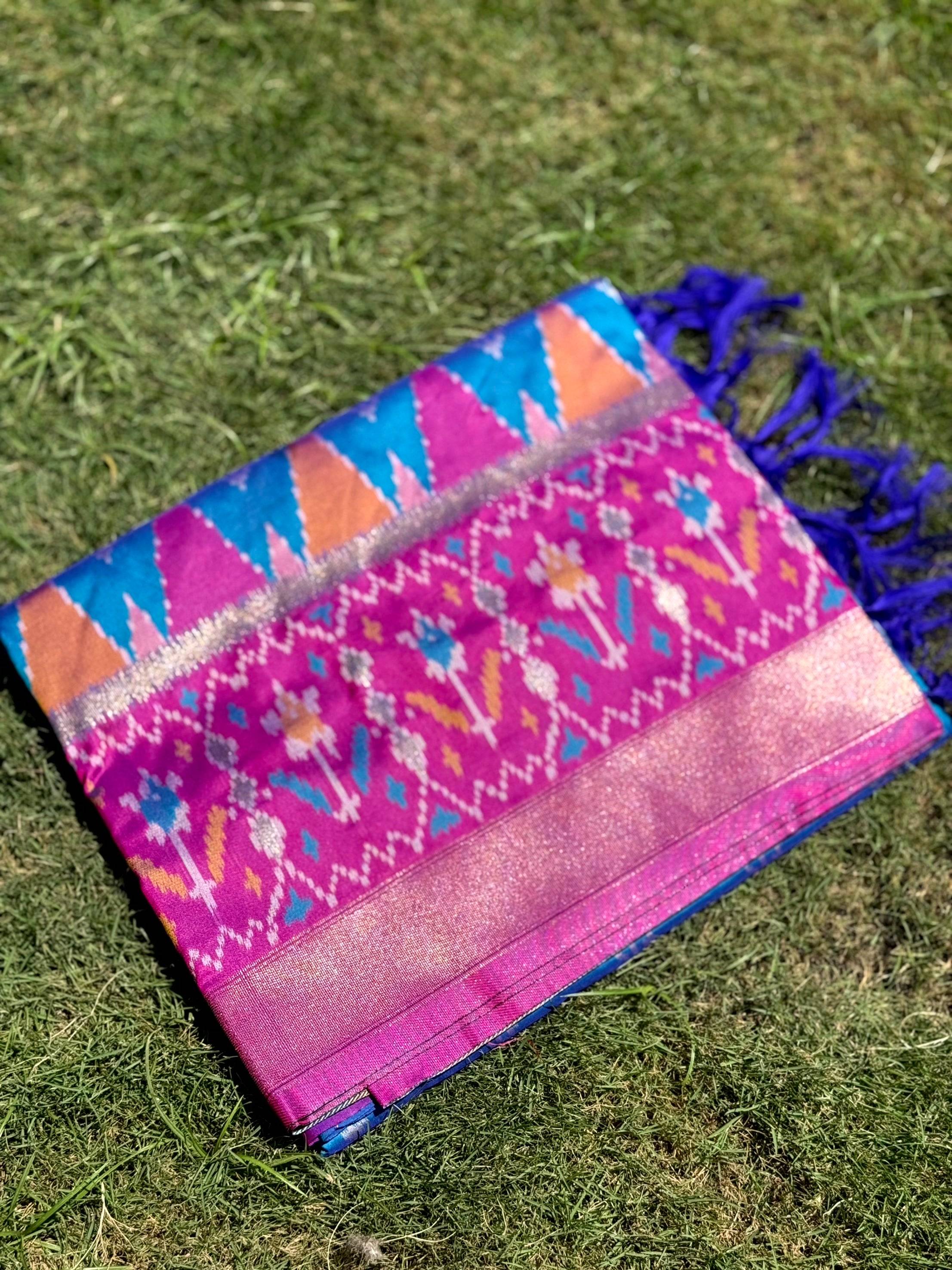 Ethereal Sky Blue Soft Silk Ikkat Saree