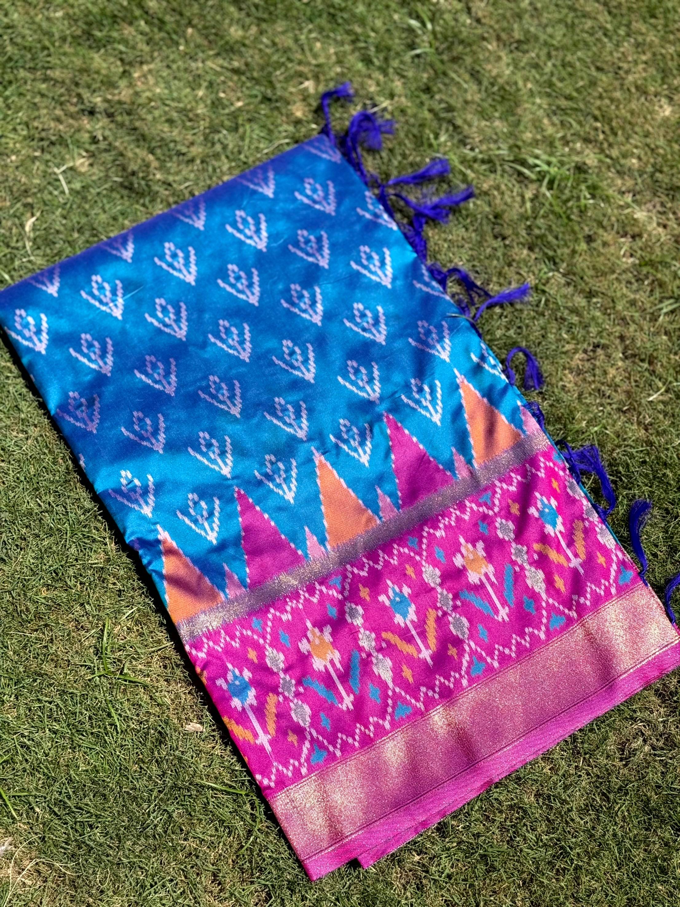 Ethereal Sky Blue Soft Silk Ikkat Saree