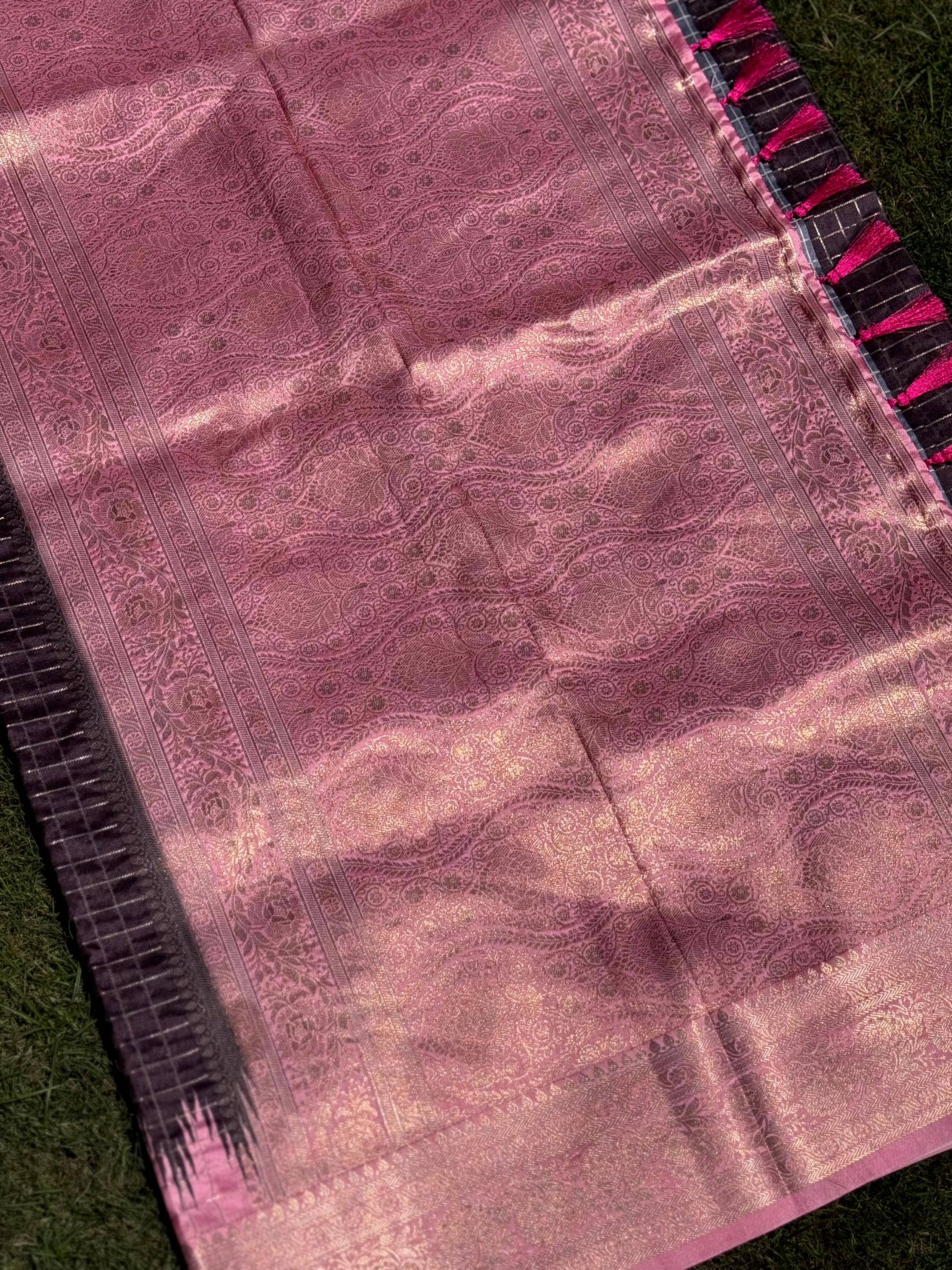 Brown Banarasi Silk Gadwal Pattu Saree